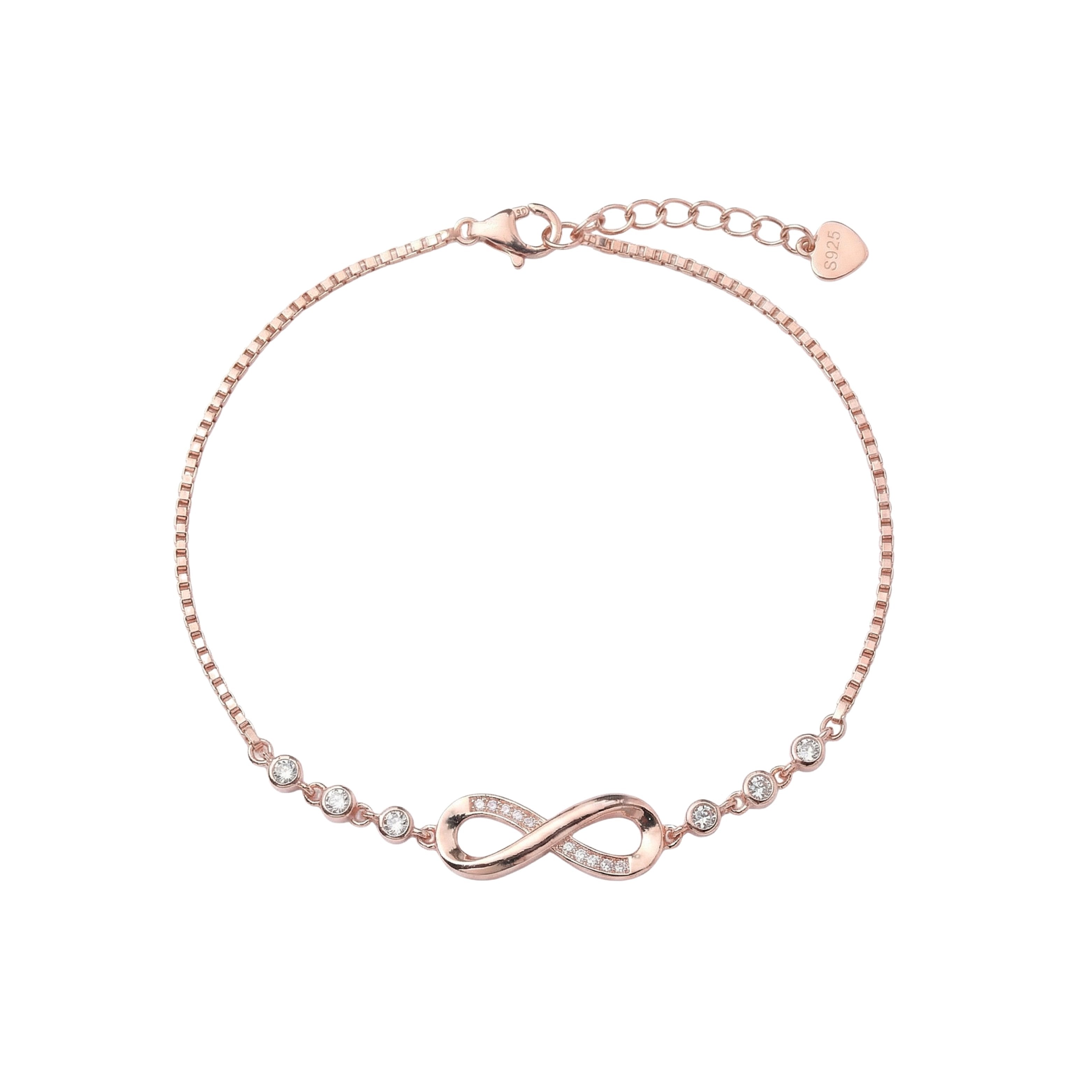 Silver Rose gold Infinity Fancy Chain Bracelet For her