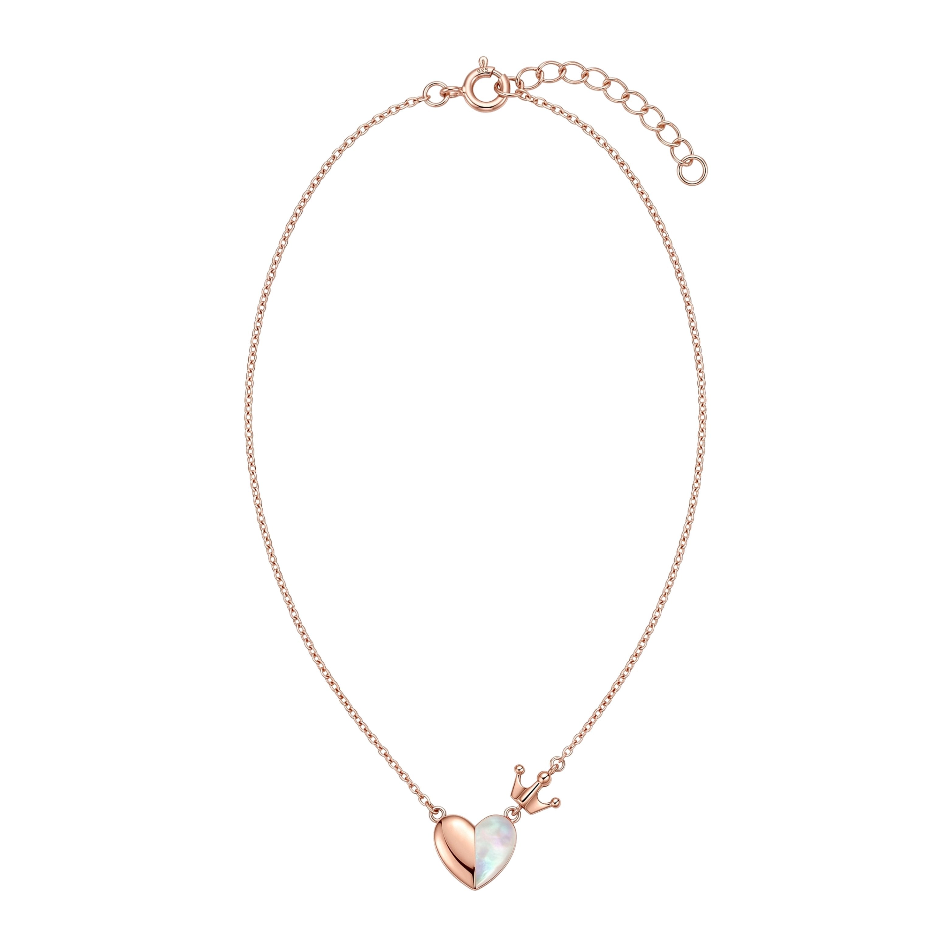 Rose Gold Royal Heart & Crown Pendant