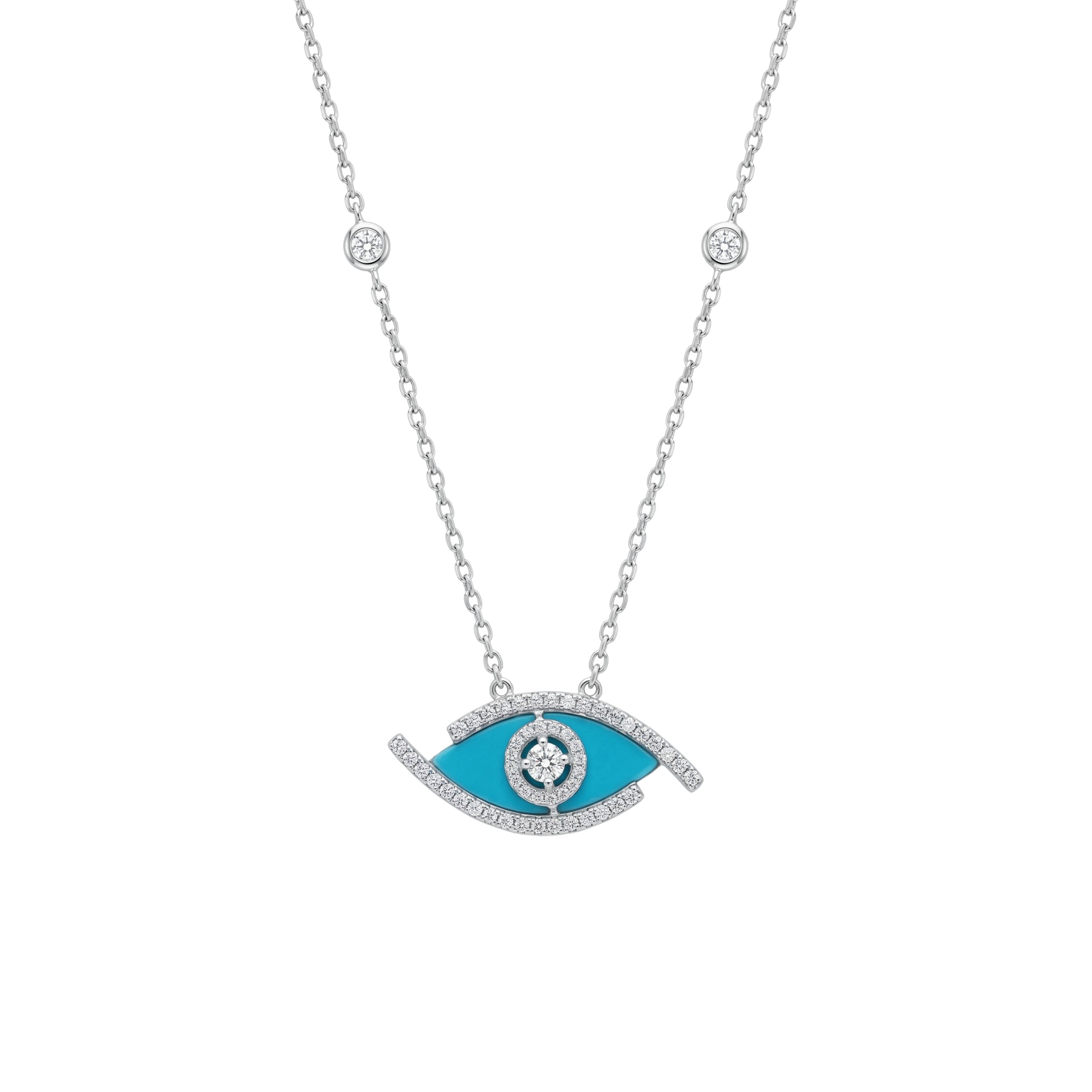 Necklace with a blue eye-shaped pendant for women