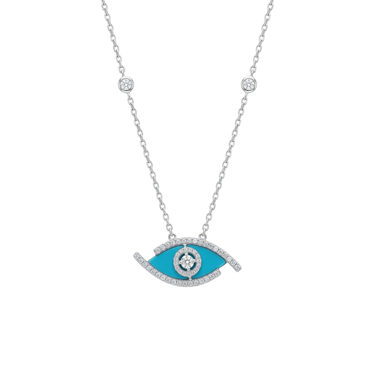 Necklace with a blue eye-shaped pendant for women