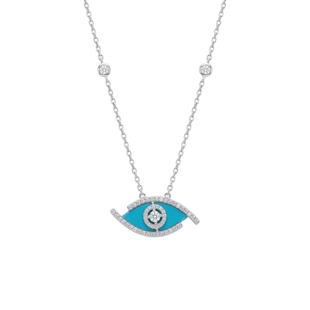 Necklace with a blue eye-shaped pendant for women