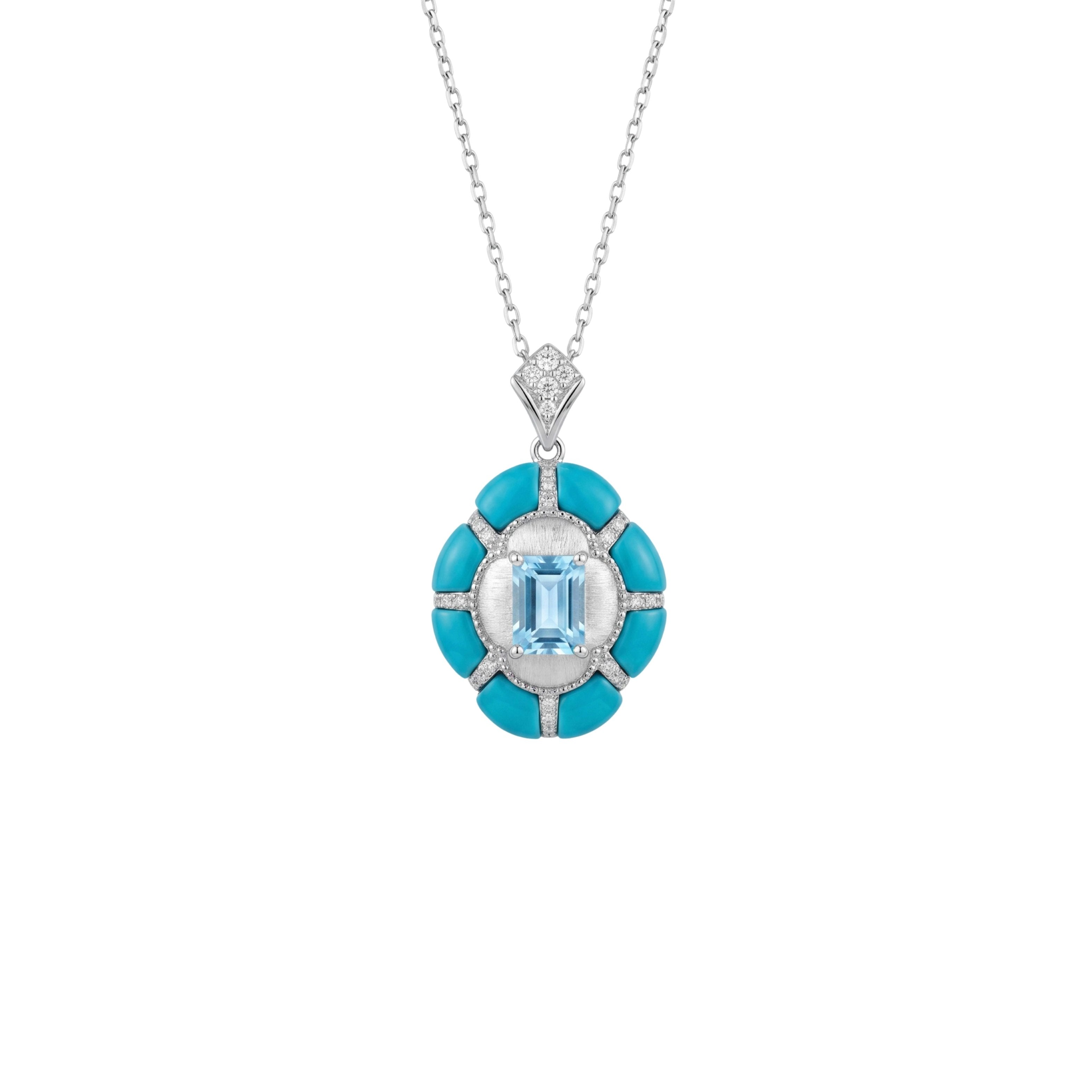 Turquoise pendant necklace with a central gemstone for women