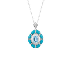 Turquoise pendant necklace with a central gemstone for women