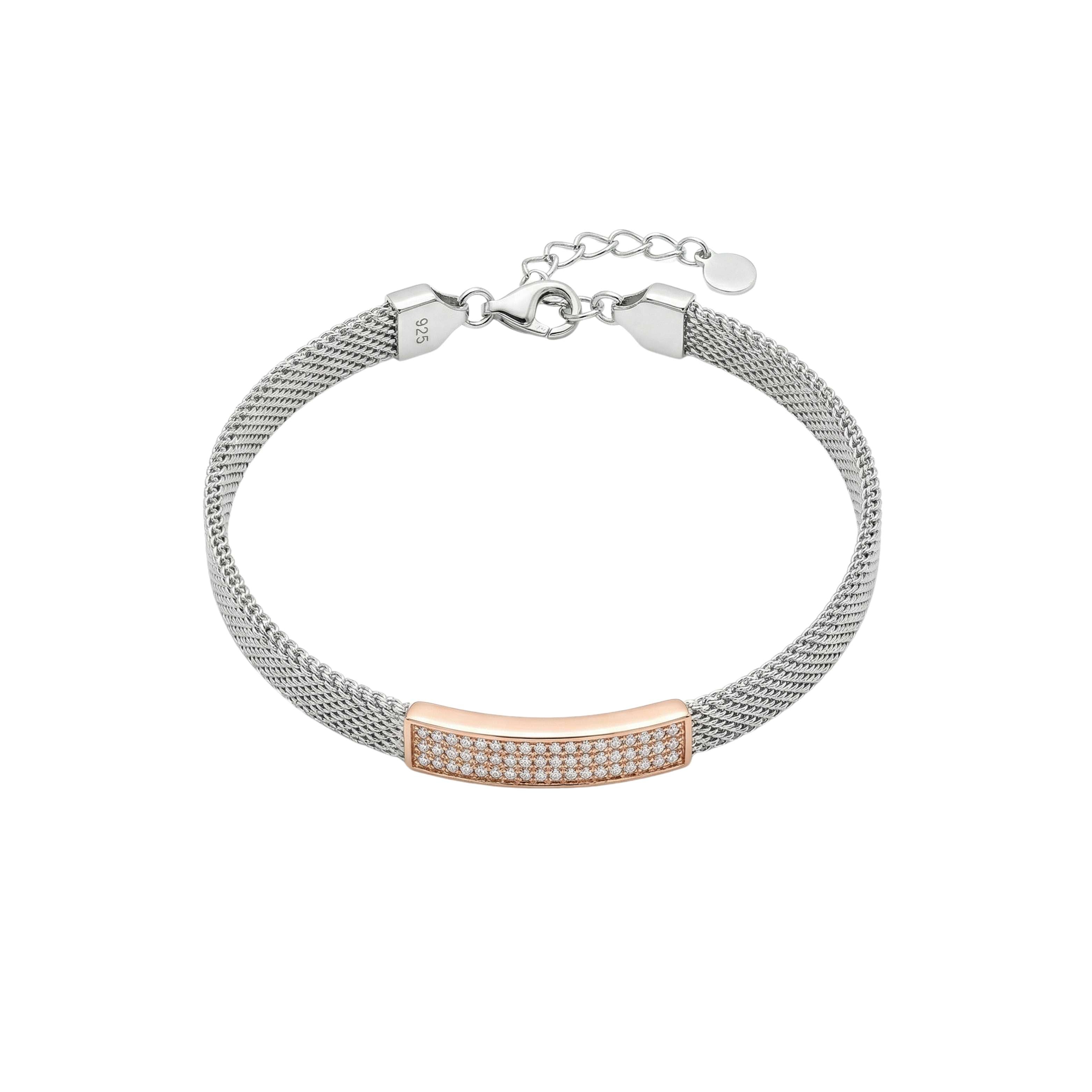 925 Silver Dual Tone Pave Bracelet