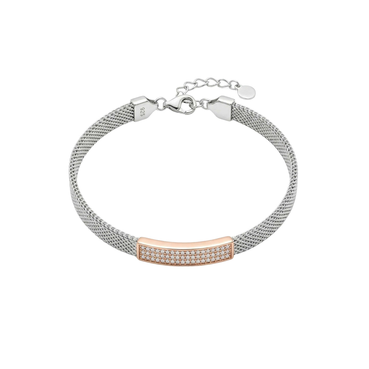 925 Silver Dual Tone Pave Bracelet