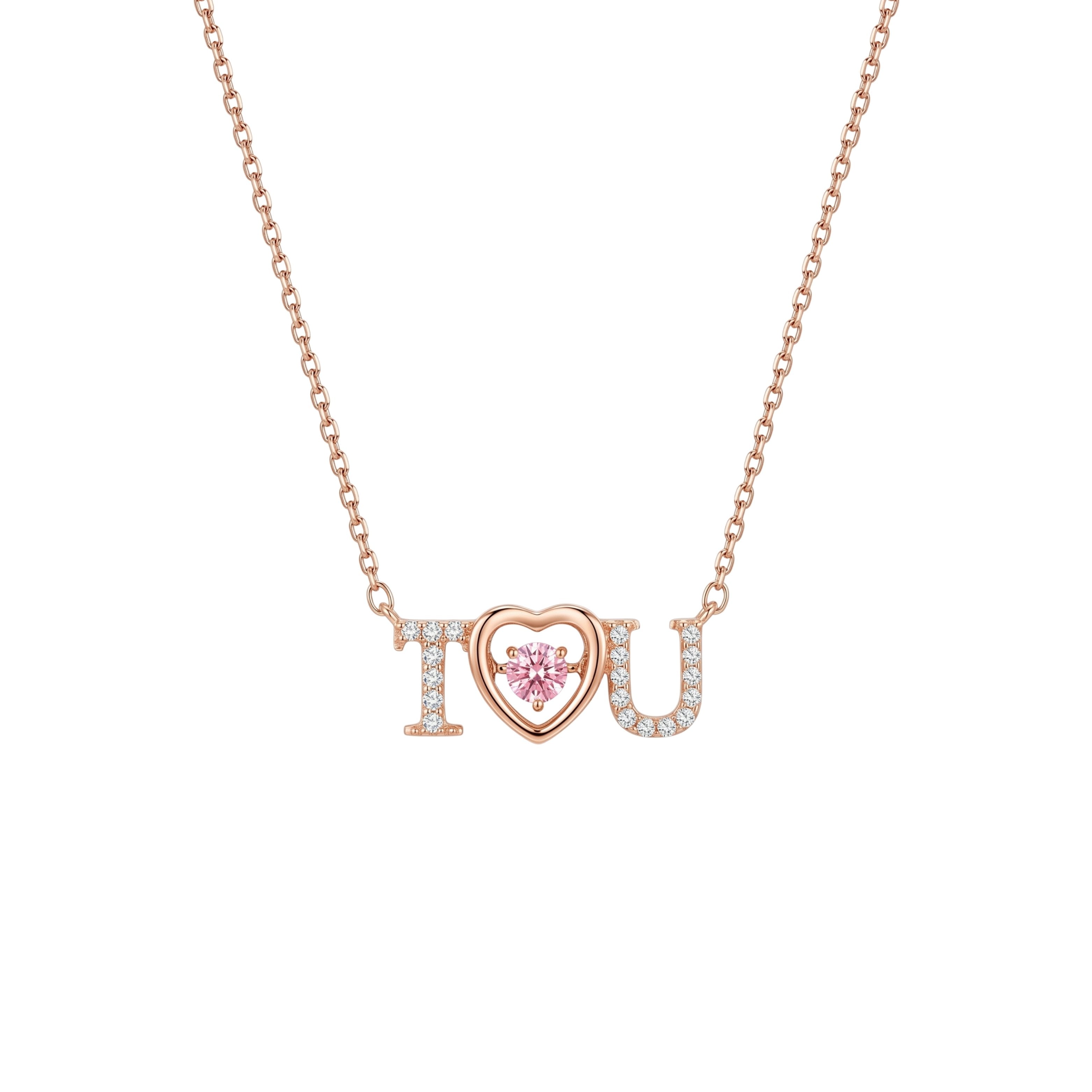 Rose Gold I love you Dancing Stone Pendant