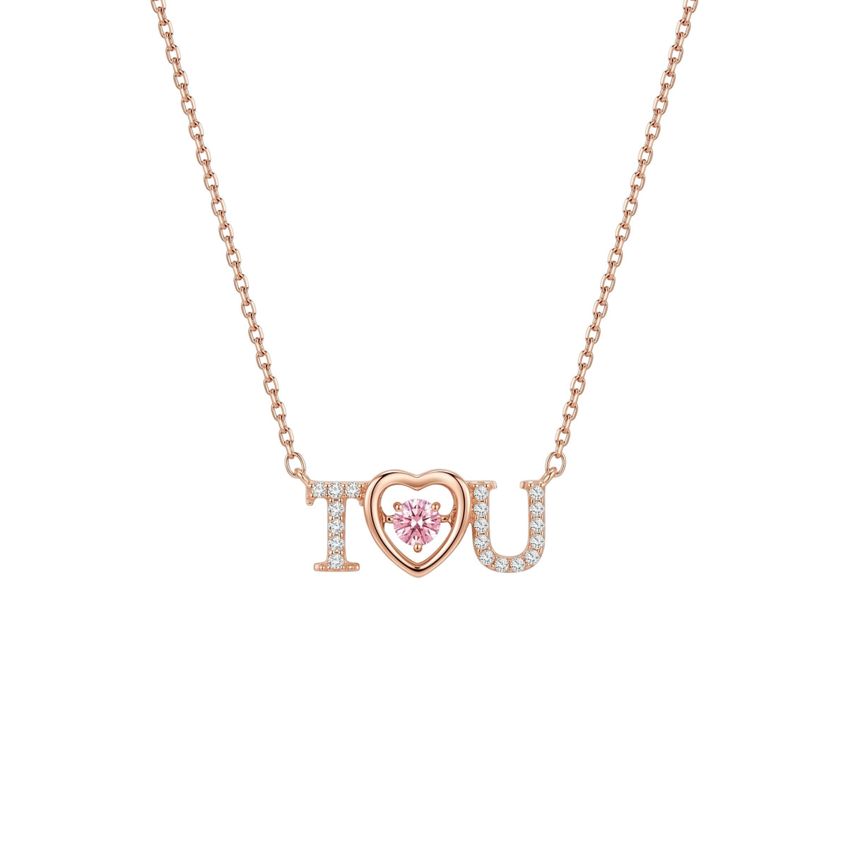 Rose Gold I love you Dancing Stone Pendant