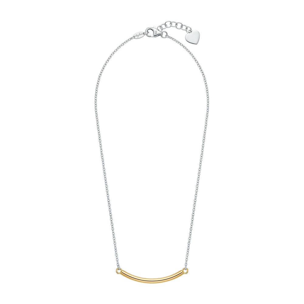Necklace with a gold bar pendant on a white background