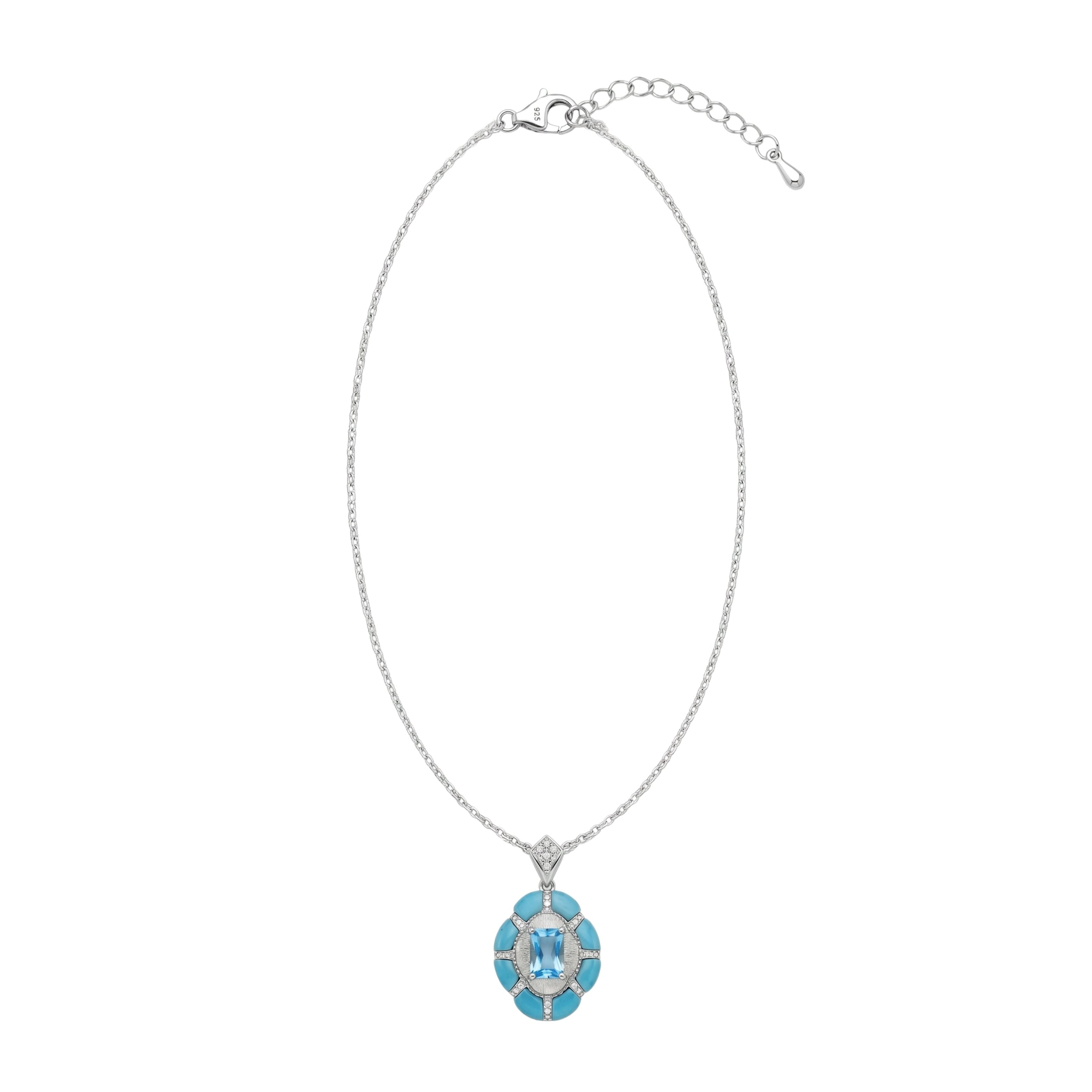 Silver Santorini sunset Turquoise Blue Luminous Pendant