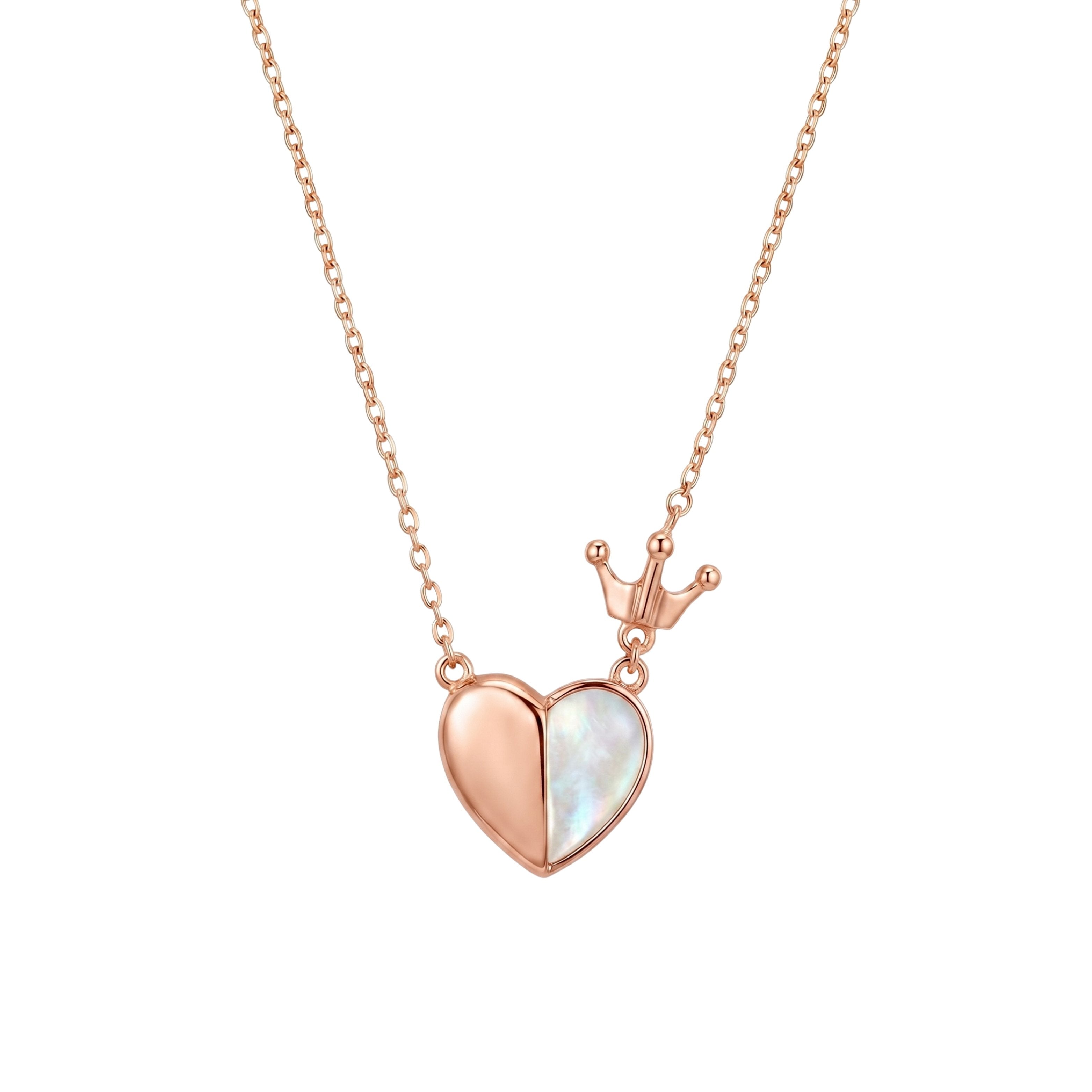 Rose Gold Royal Heart & Crown Pendant
