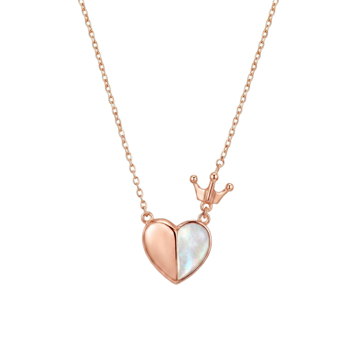 Rose Gold Royal Heart & Crown Pendant