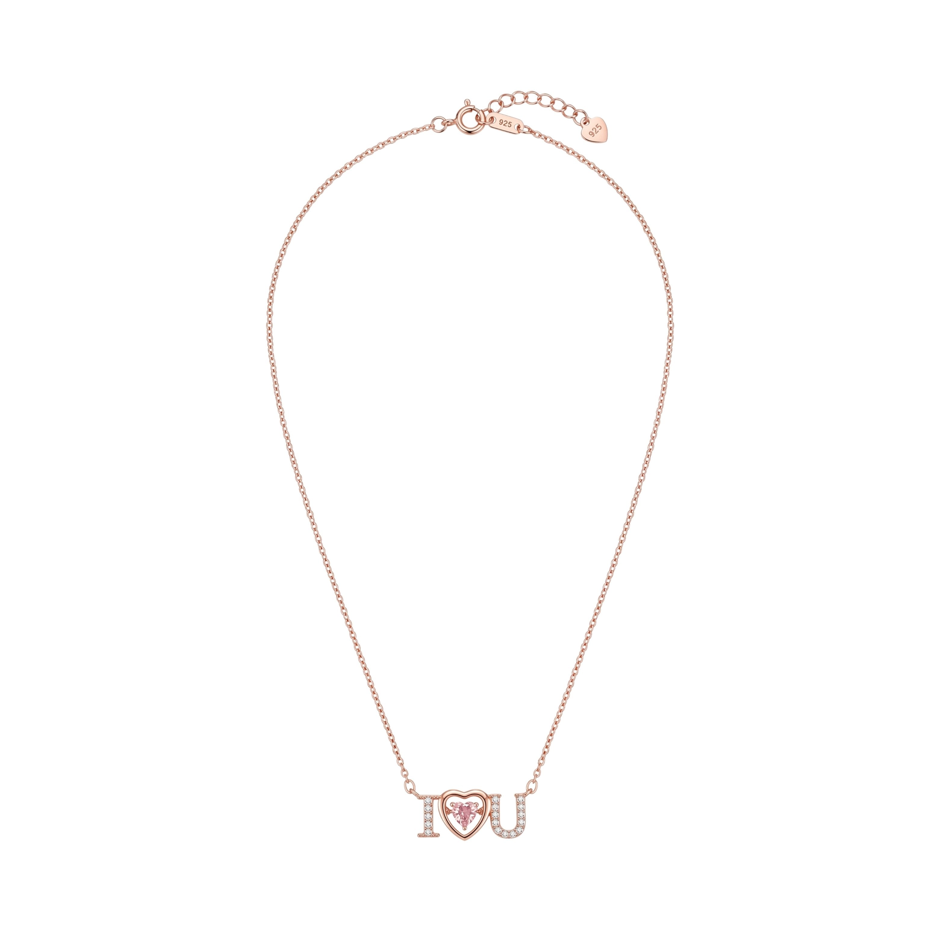 Rose Gold I love you Dancing Stone Pendant
