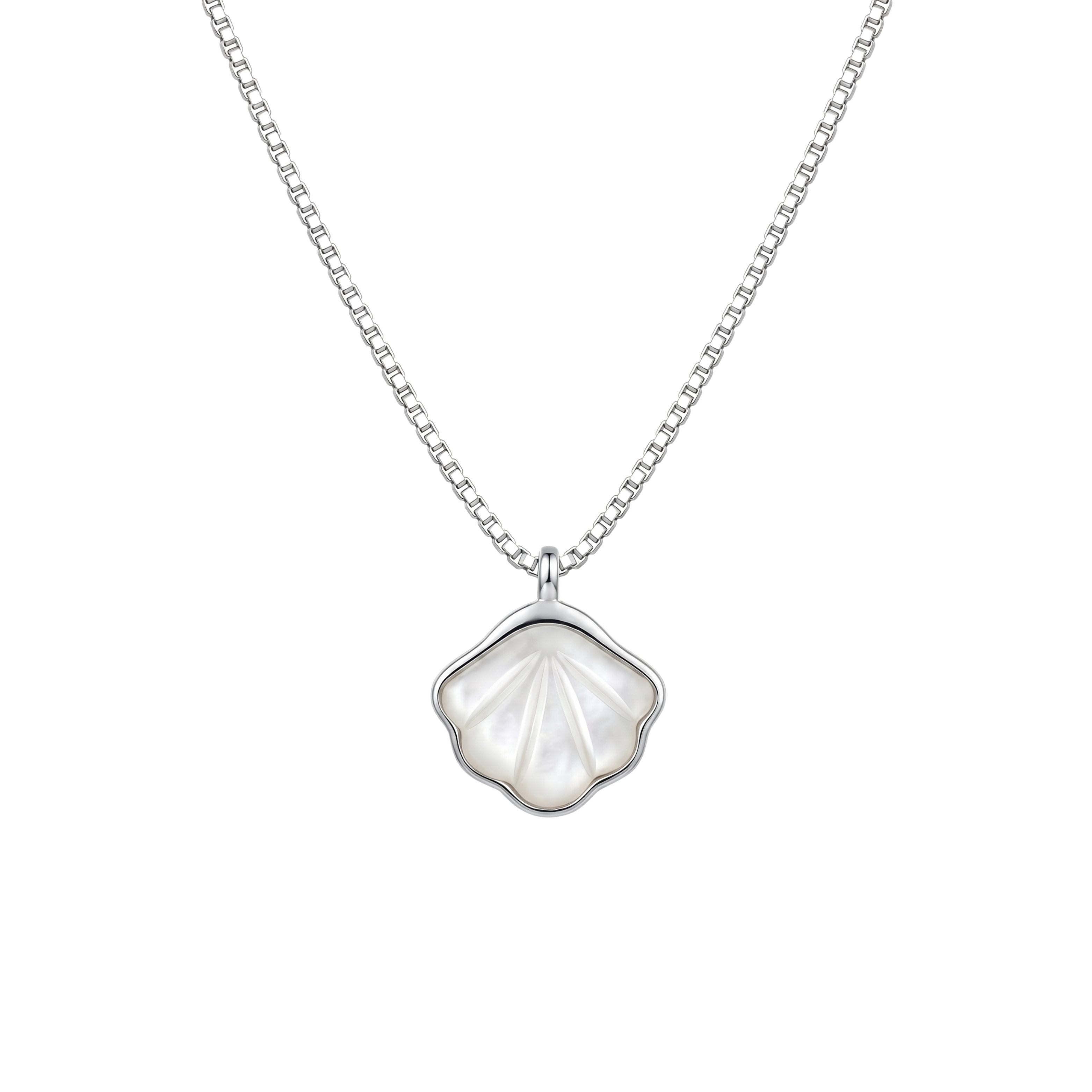 Silver Mother Of Pearl Shell Pendant necklace for her
