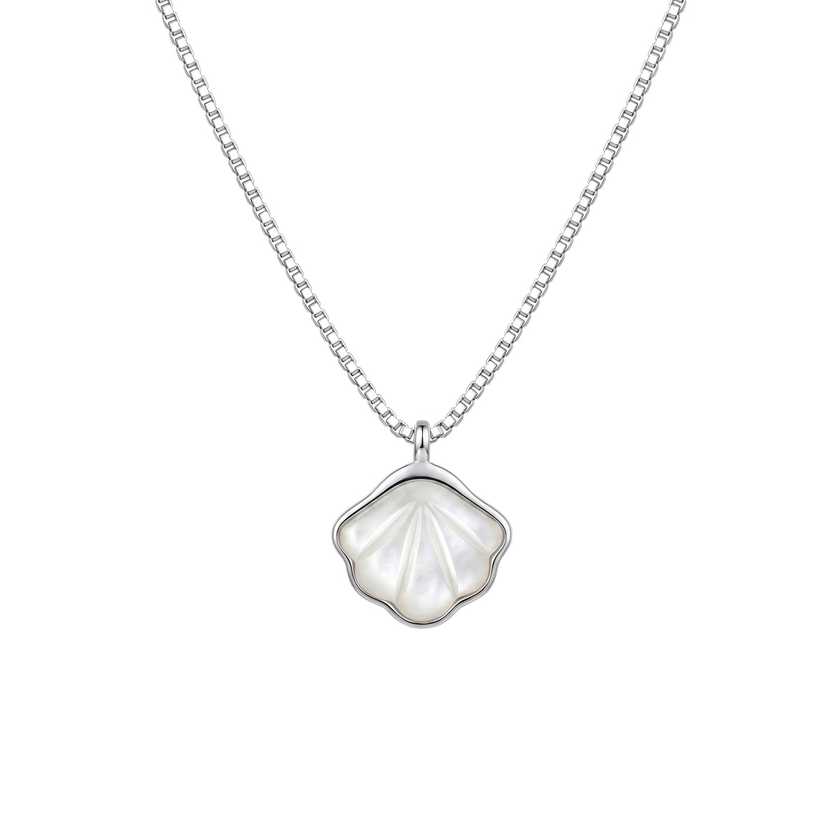Silver Mother Of Pearl Shell Pendant necklace for her