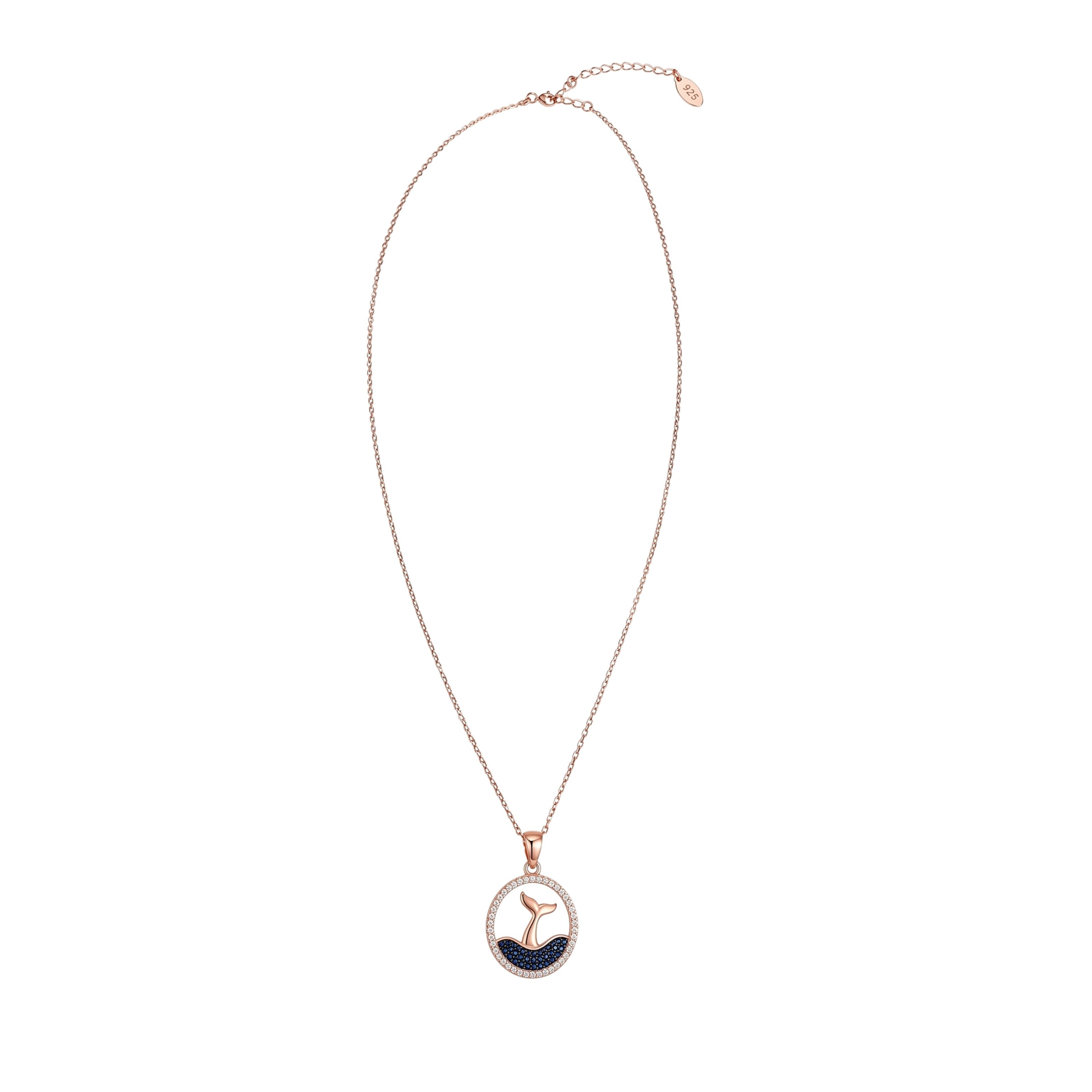 Rose Gold Coastal Whale Tail Pendant