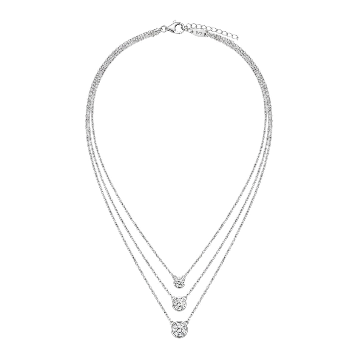 Silver Classic Versatile Tripple Layer Necklace