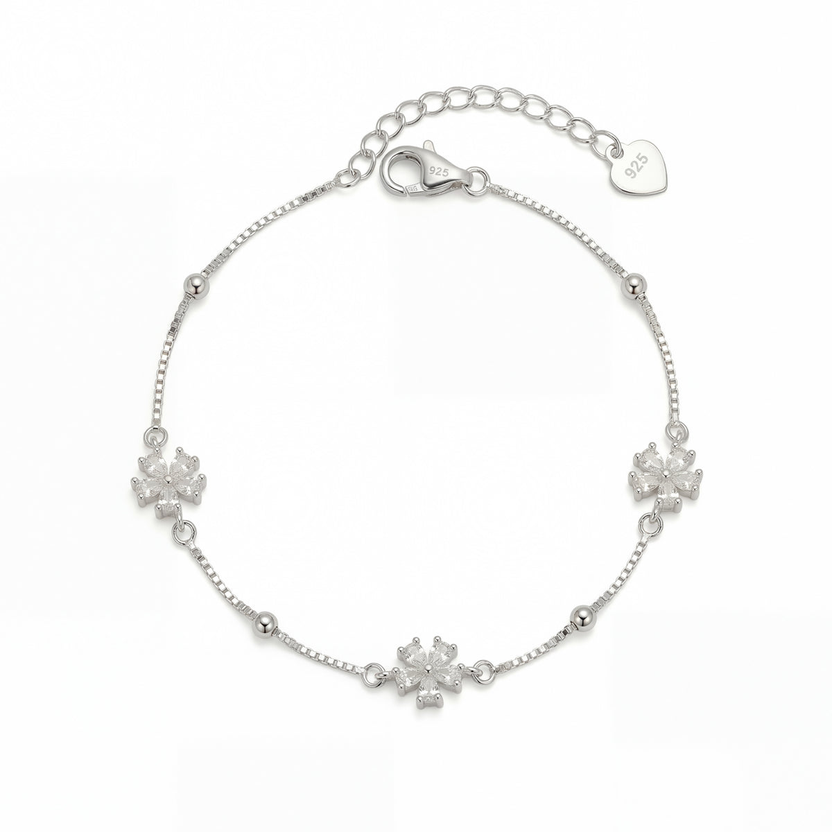 Silver Sparkling Snow Flake Charm Bracelet