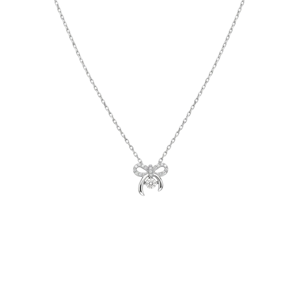 Silver Pookie Solitaire Zircon Chain Pendant
