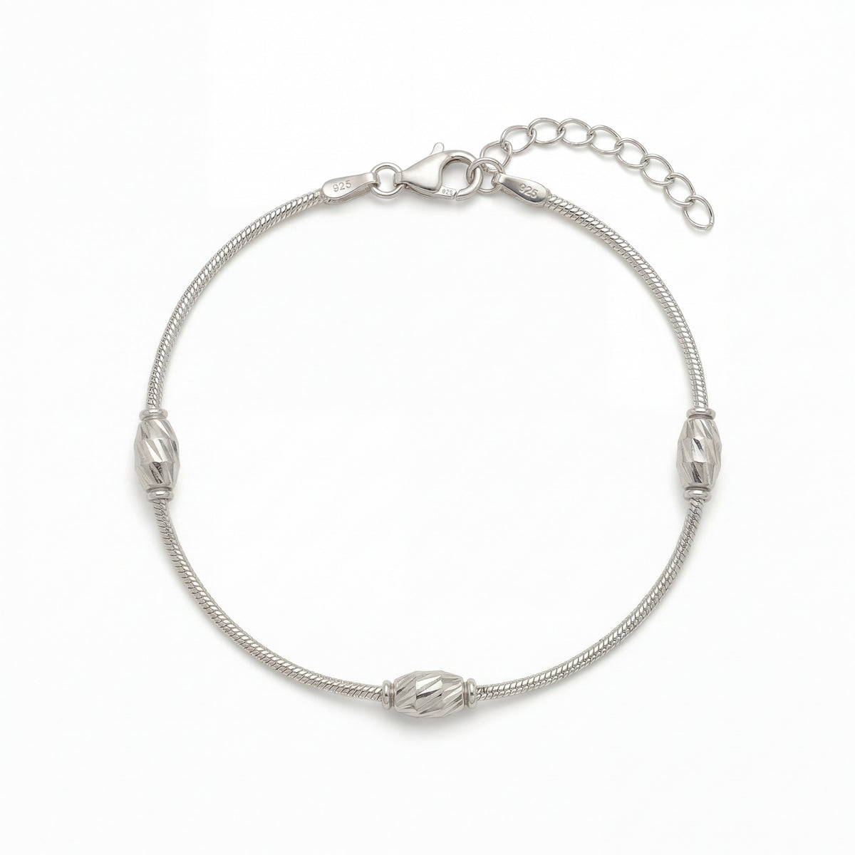 Silver Twisted Bead Bracelet