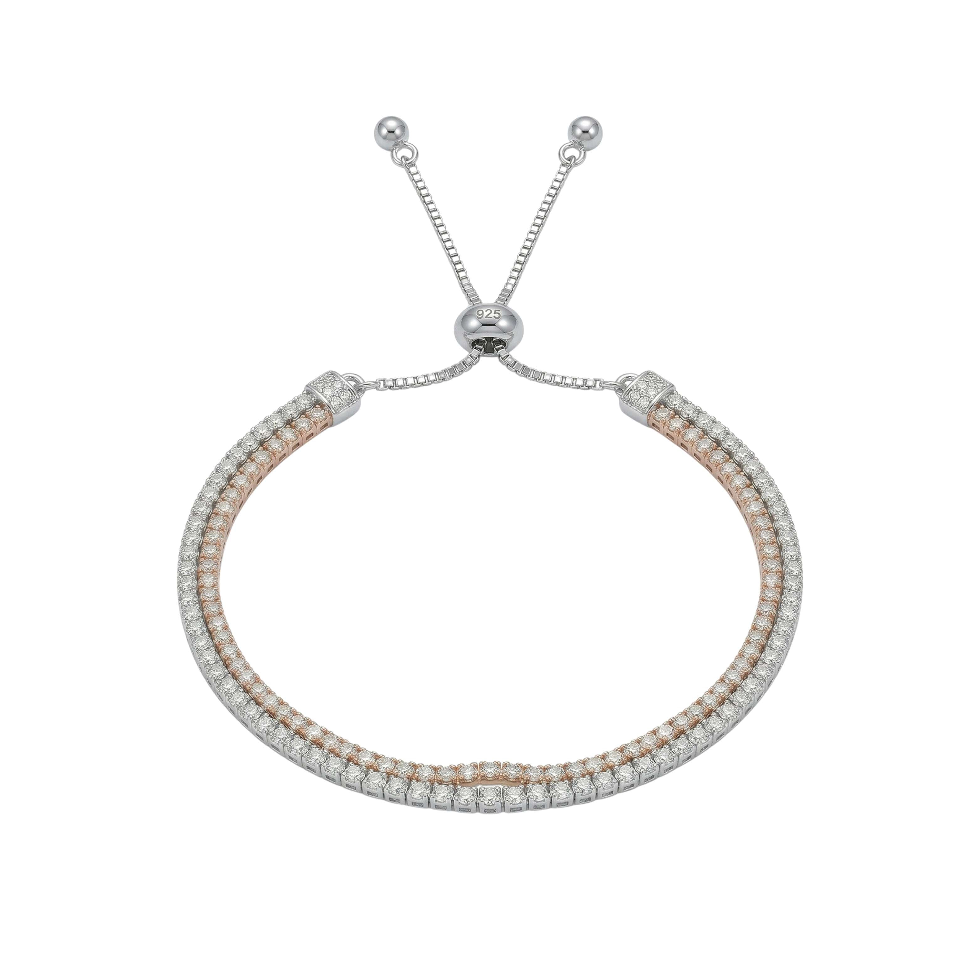 Silver Dual-Tone Pave Slider Bracelet For Her