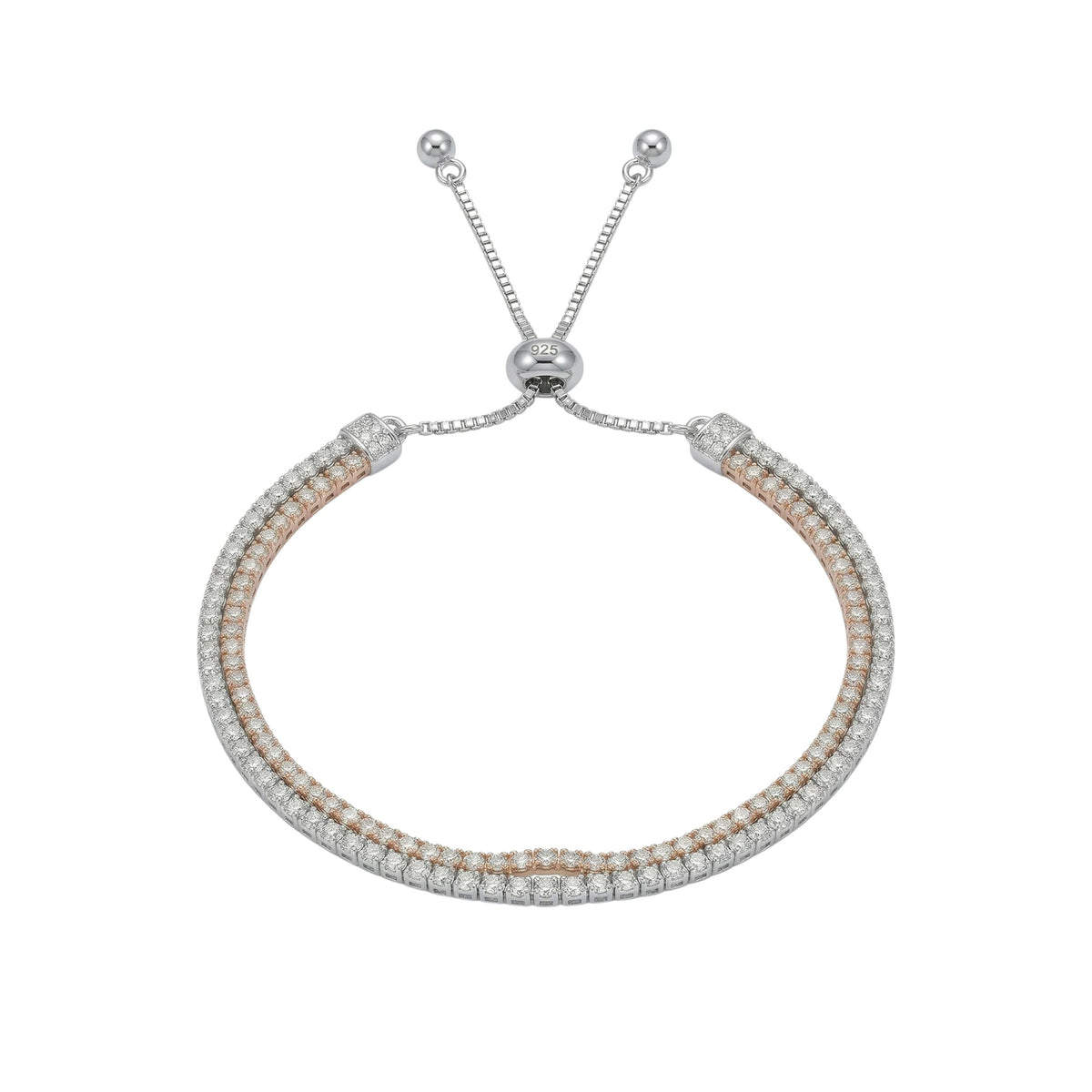 Silver Dual-Tone Pave Slider Bracelet For Her