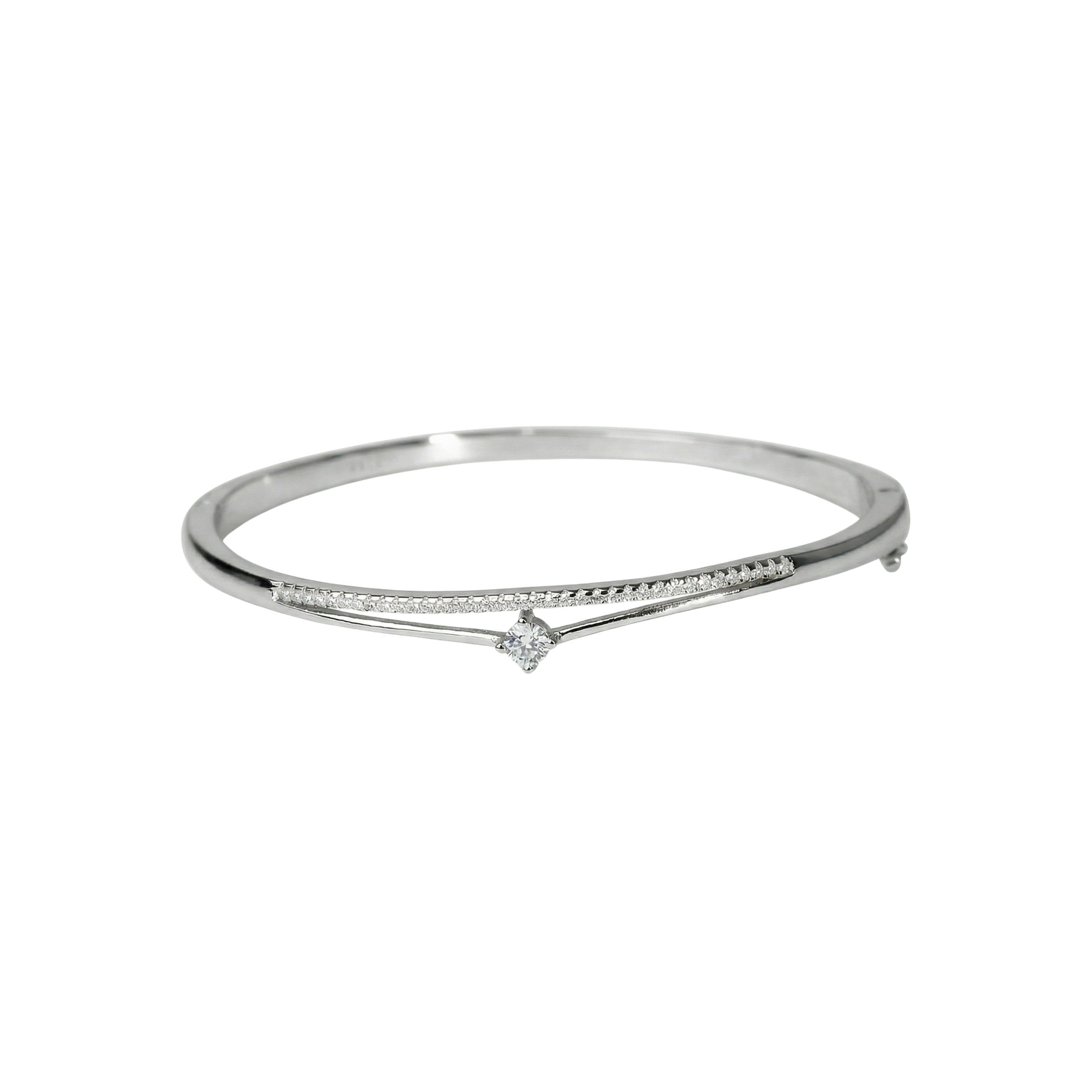 Silver Signature Halo Diamond Bracelet For Her