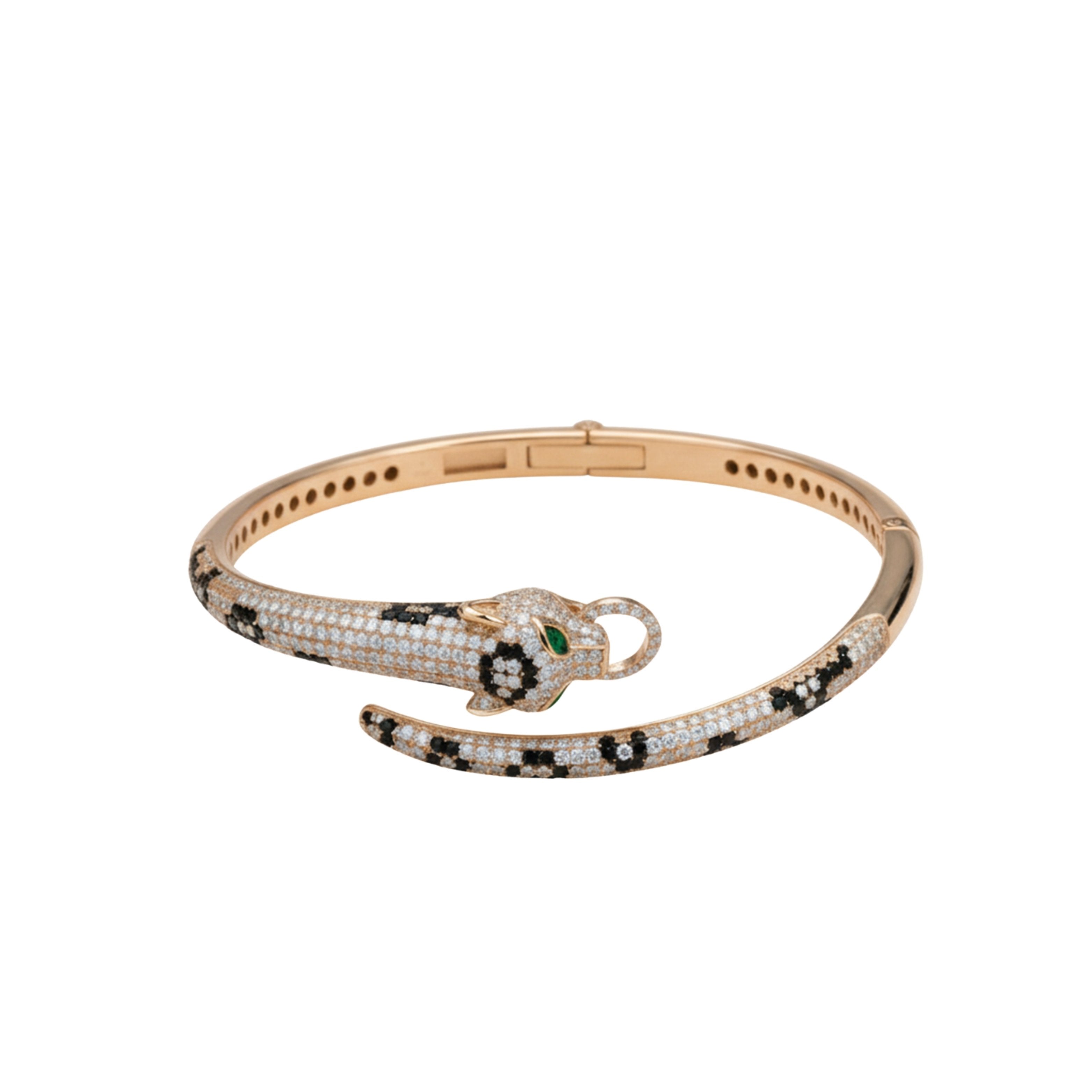 Rose Gold Jaguar Head Hinged Bracelet For Her