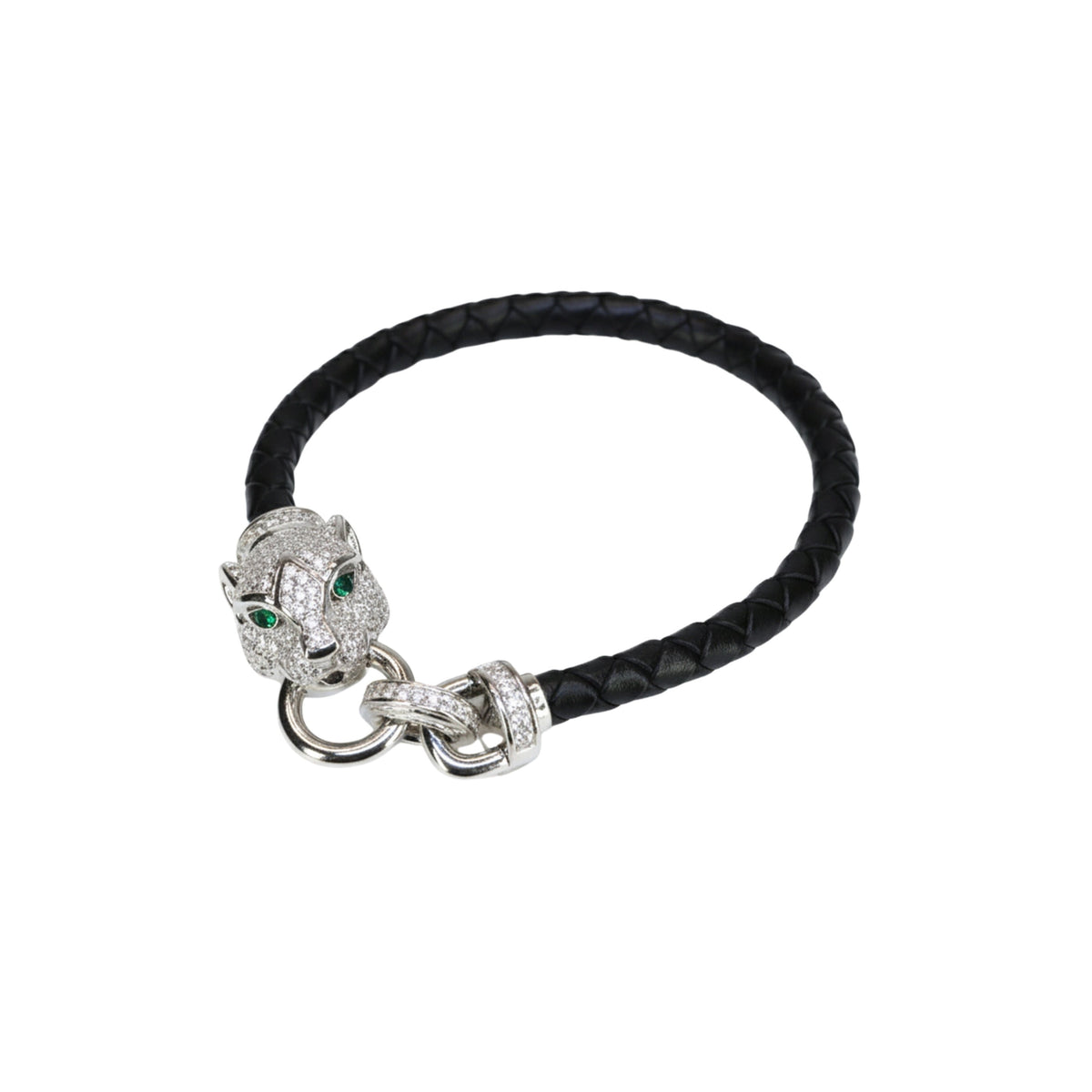 Silver Luxury Leather Panther Bracelet For Her