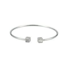 Silver Cube Geometric Open Bracelet