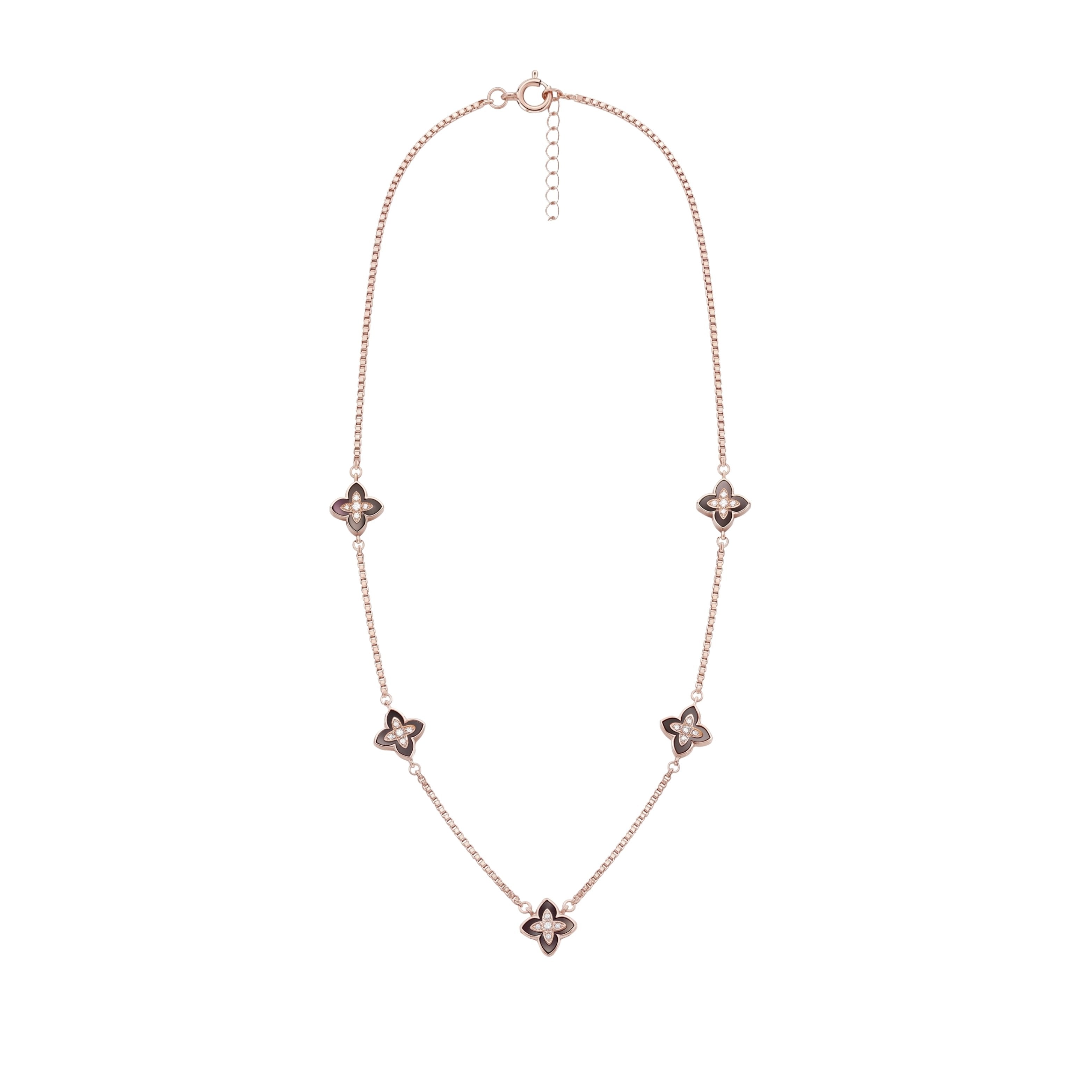 925 Silver Reversible  Rose gold clover leaf necklace