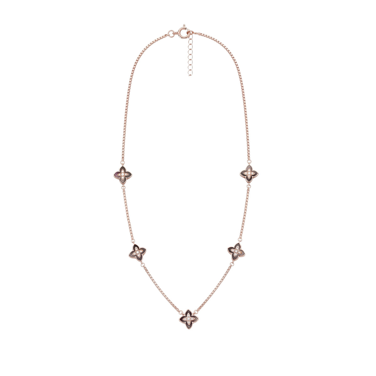 925 Silver Reversible  Rose gold clover leaf necklace