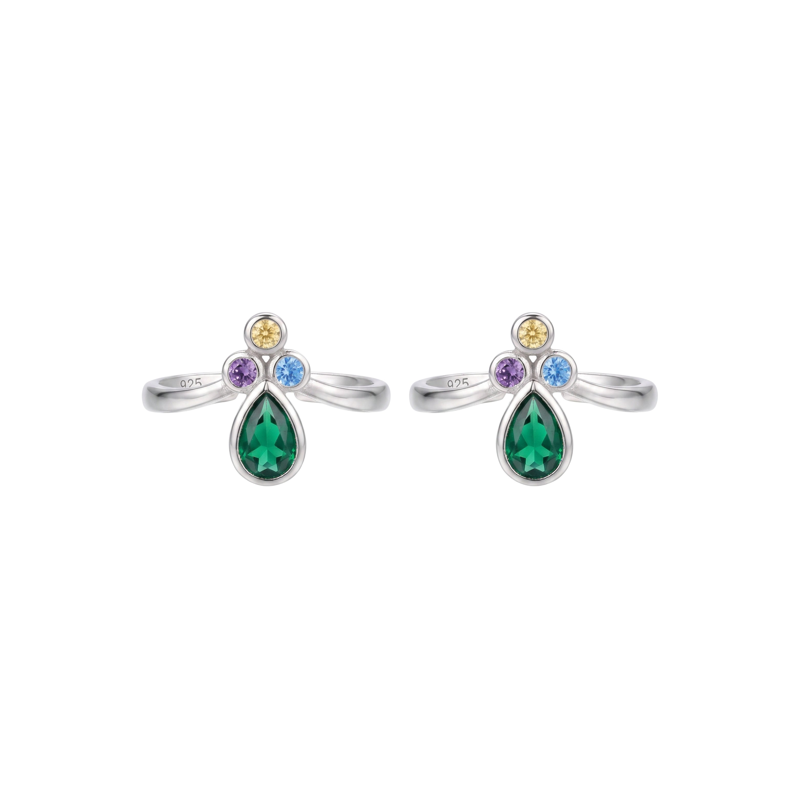 Silver Green Vibrant Toe Ring