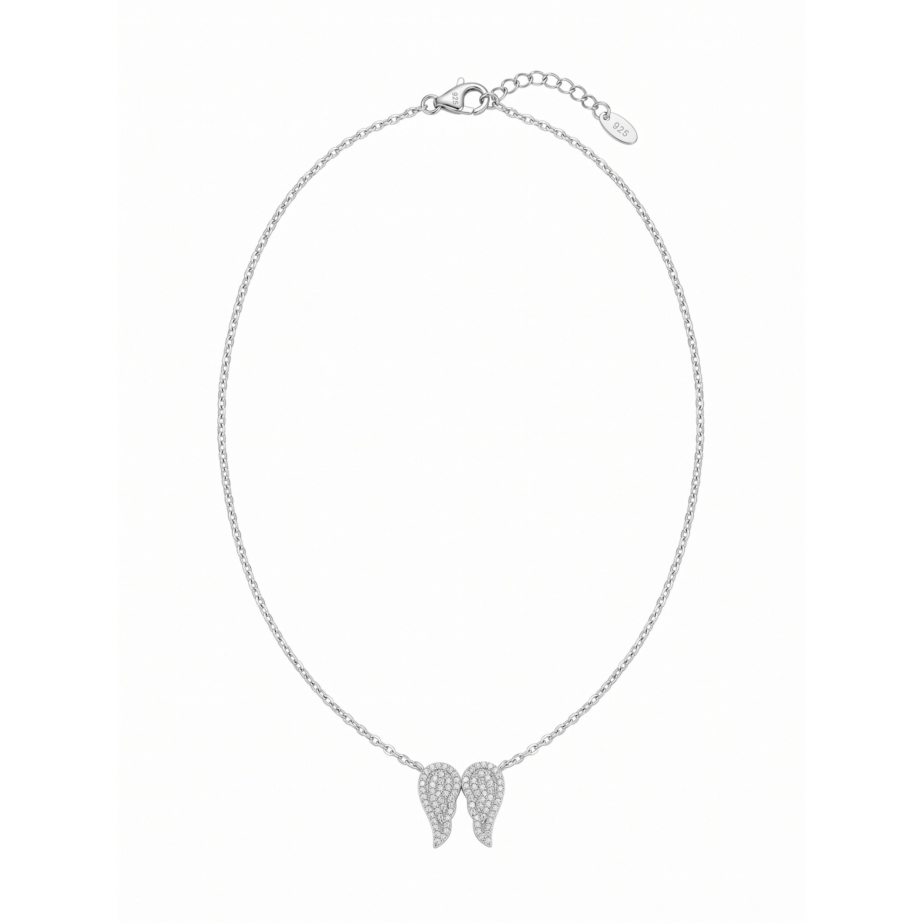 Silver Sparkling guardian angel wings chain pendant for her
