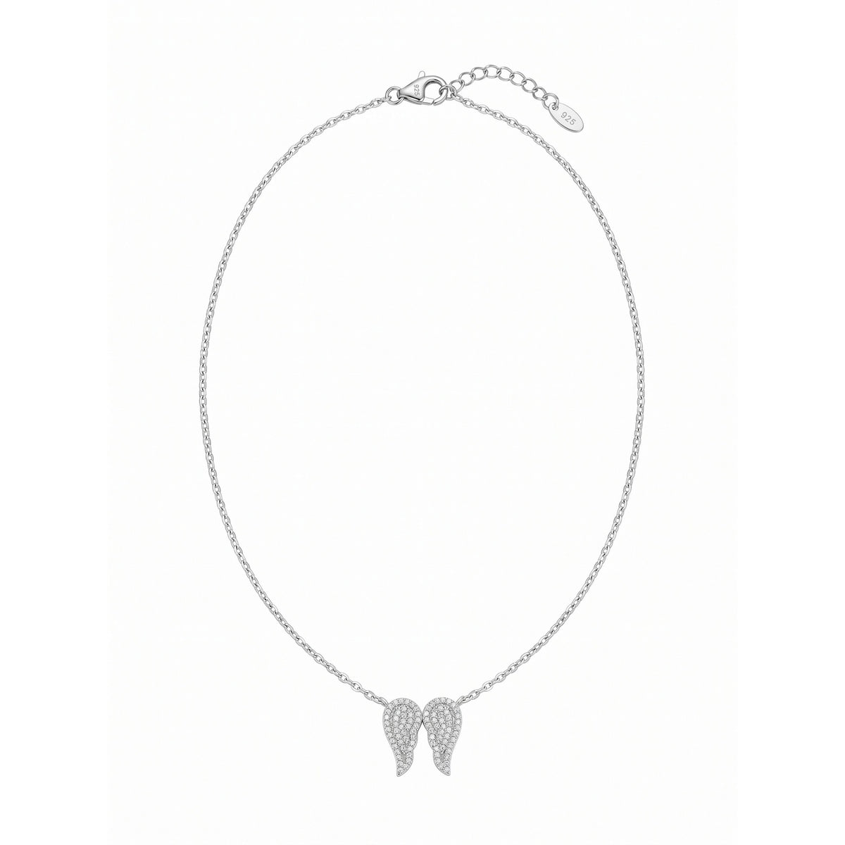 Silver Sparkling guardian angel wings chain pendant for her