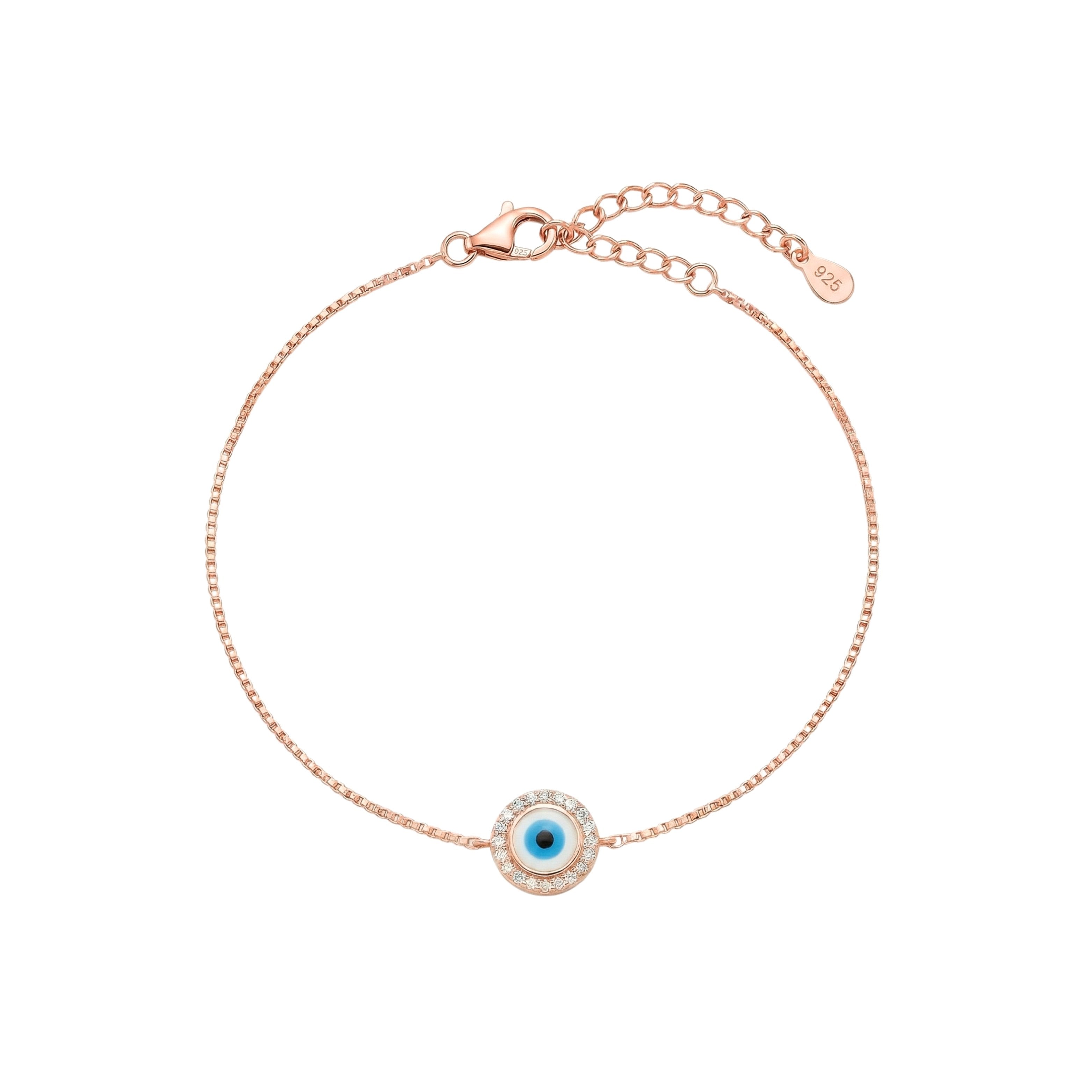 Rose Gold Elegant Evil Eye Sterling Bracelet For Her