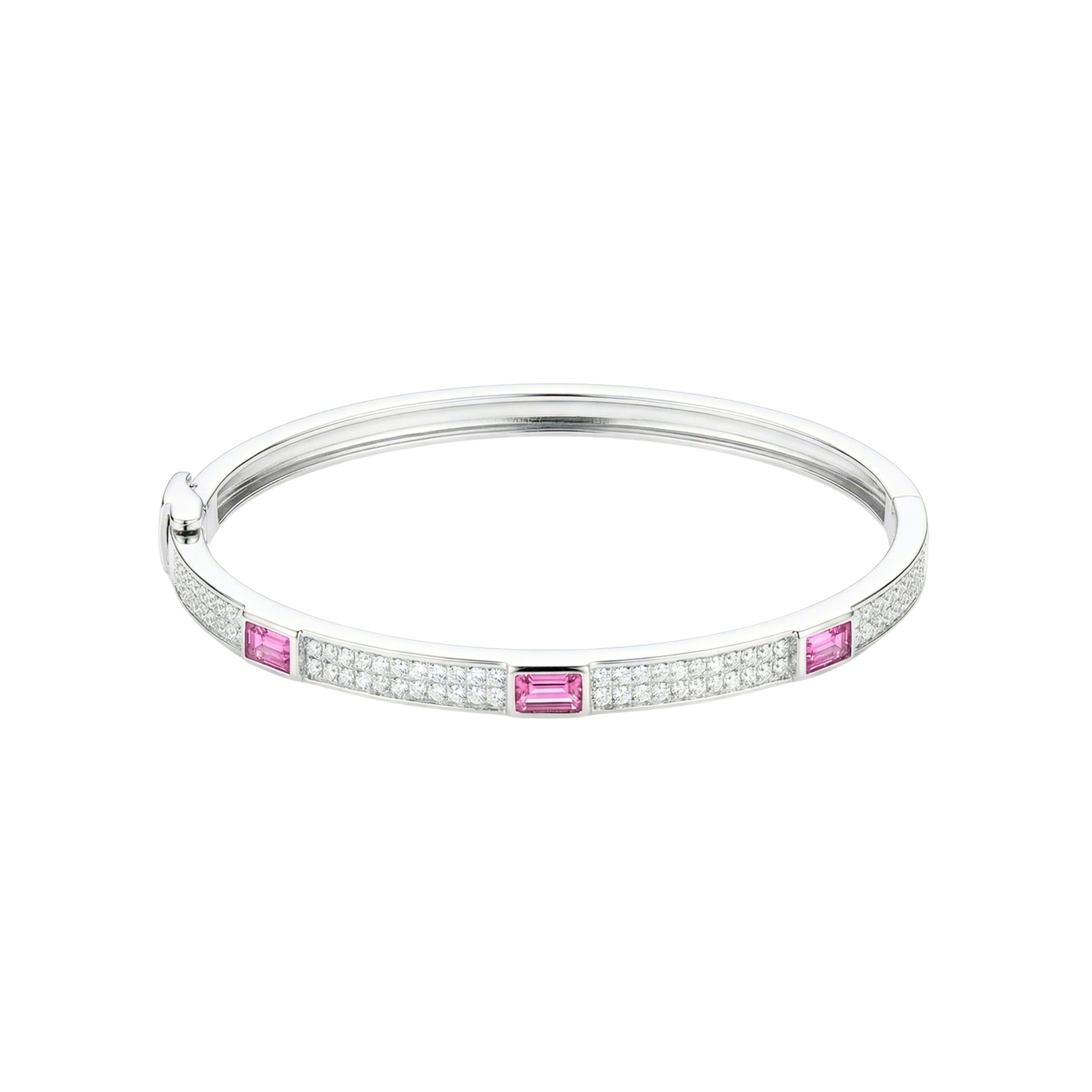 Silver Pink Glaze stones Fine Bracelet for her