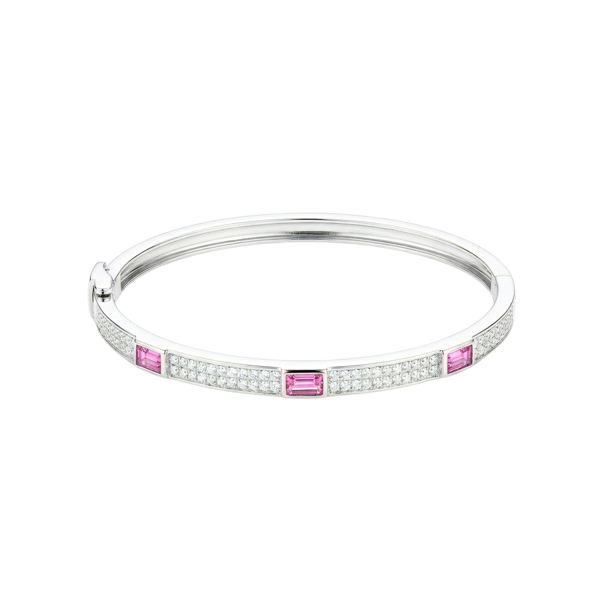 Silver Pink Glaze stones Fine Bracelet for her