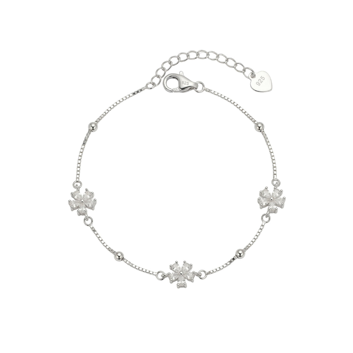 Silver Sparkling Snow Flake Charm Bracelet
