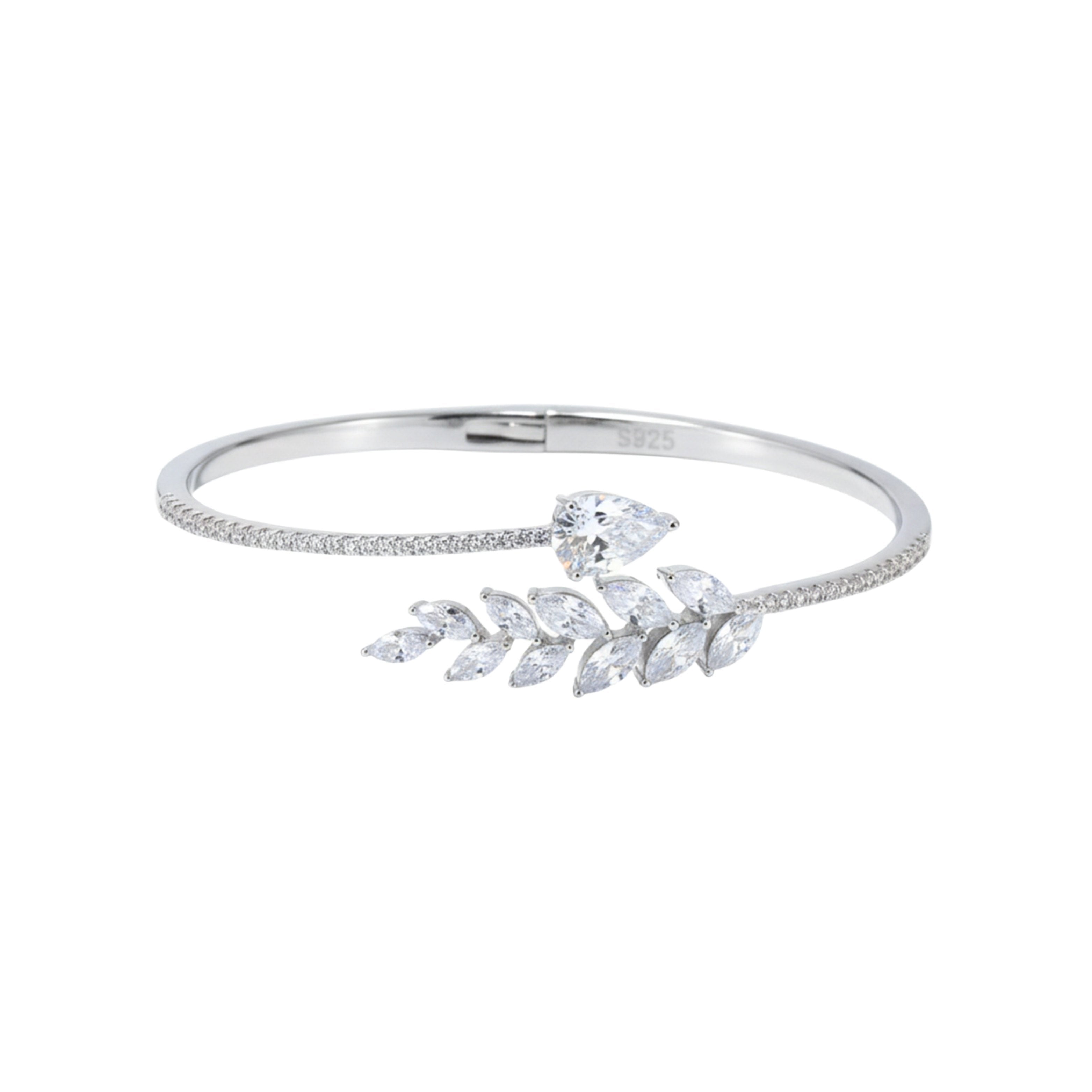 Silver Sparkling Laurel Leaf Bracelet For Her