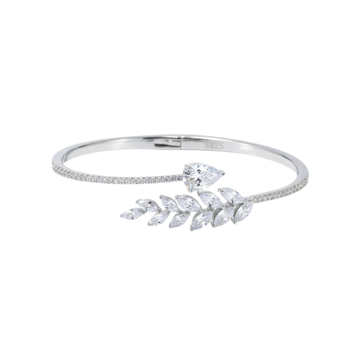 Silver Sparkling Laurel Leaf Bracelet For Her