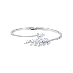 Silver Sparkling Laurel Leaf Bracelet For Her