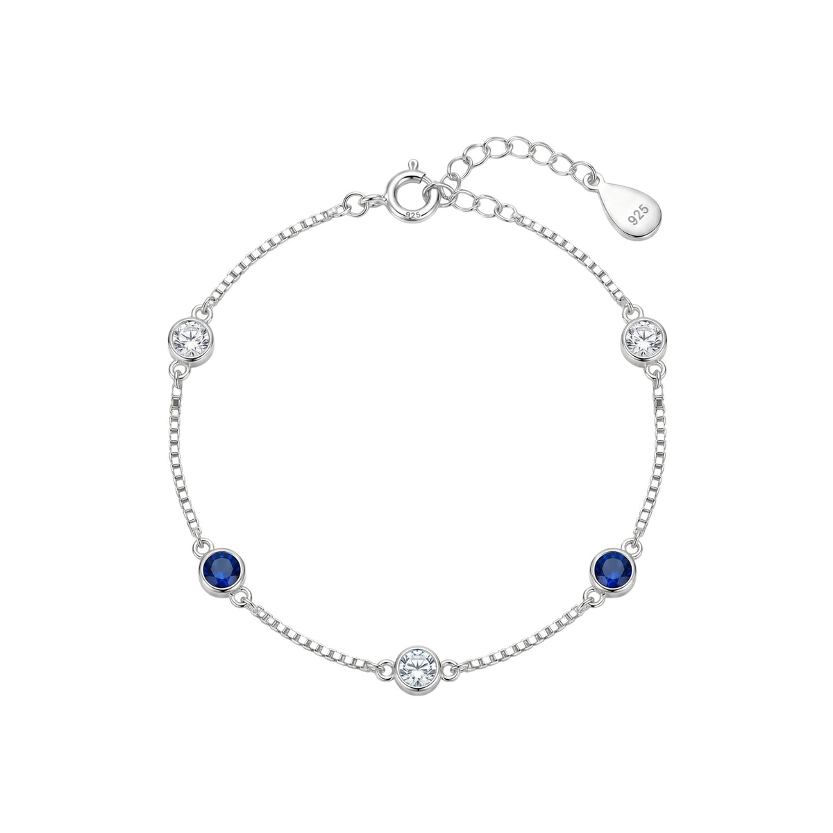 Silver Classic Blue and White Girlish Chain bracelet