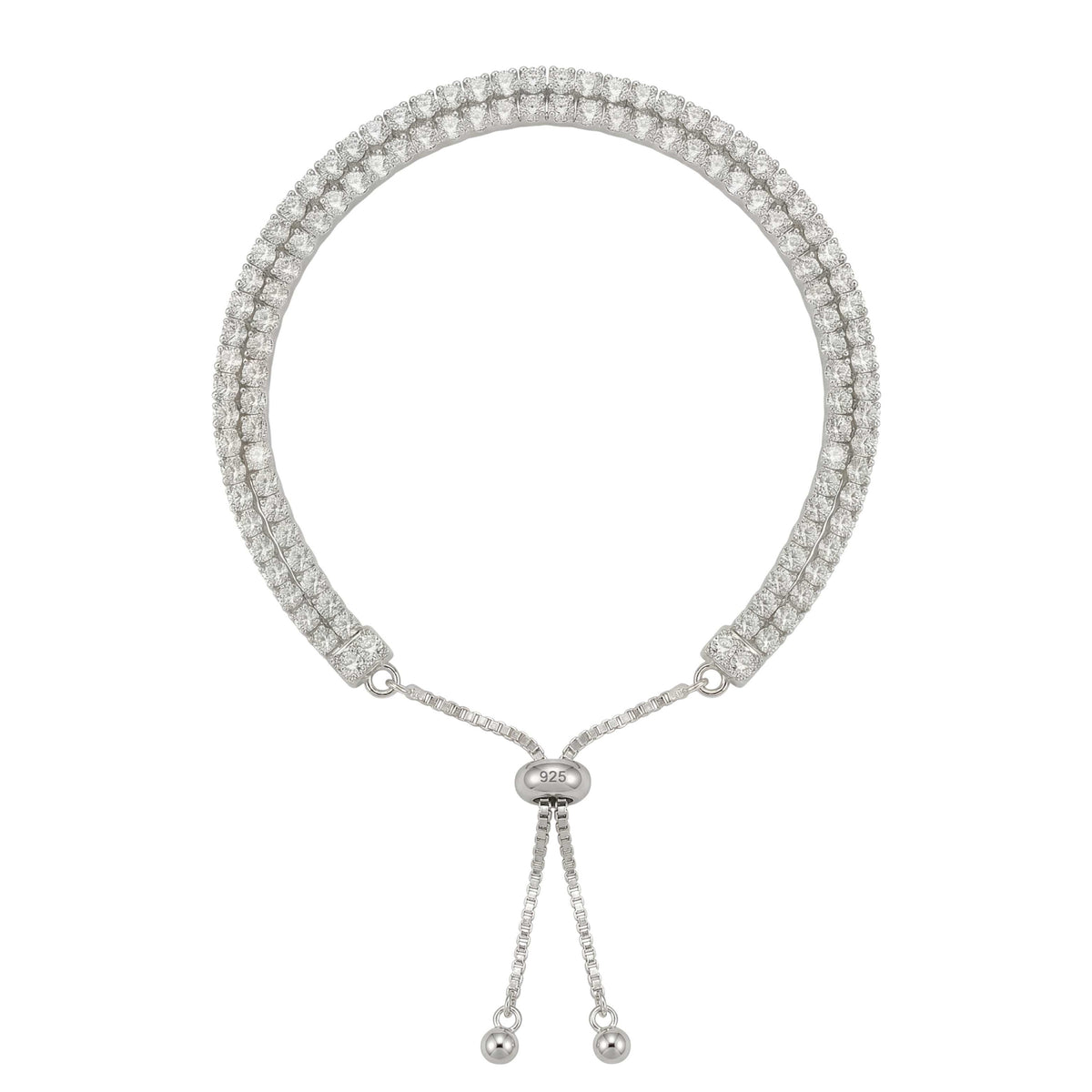Silver Dual Row Crystal Chain Bracelet