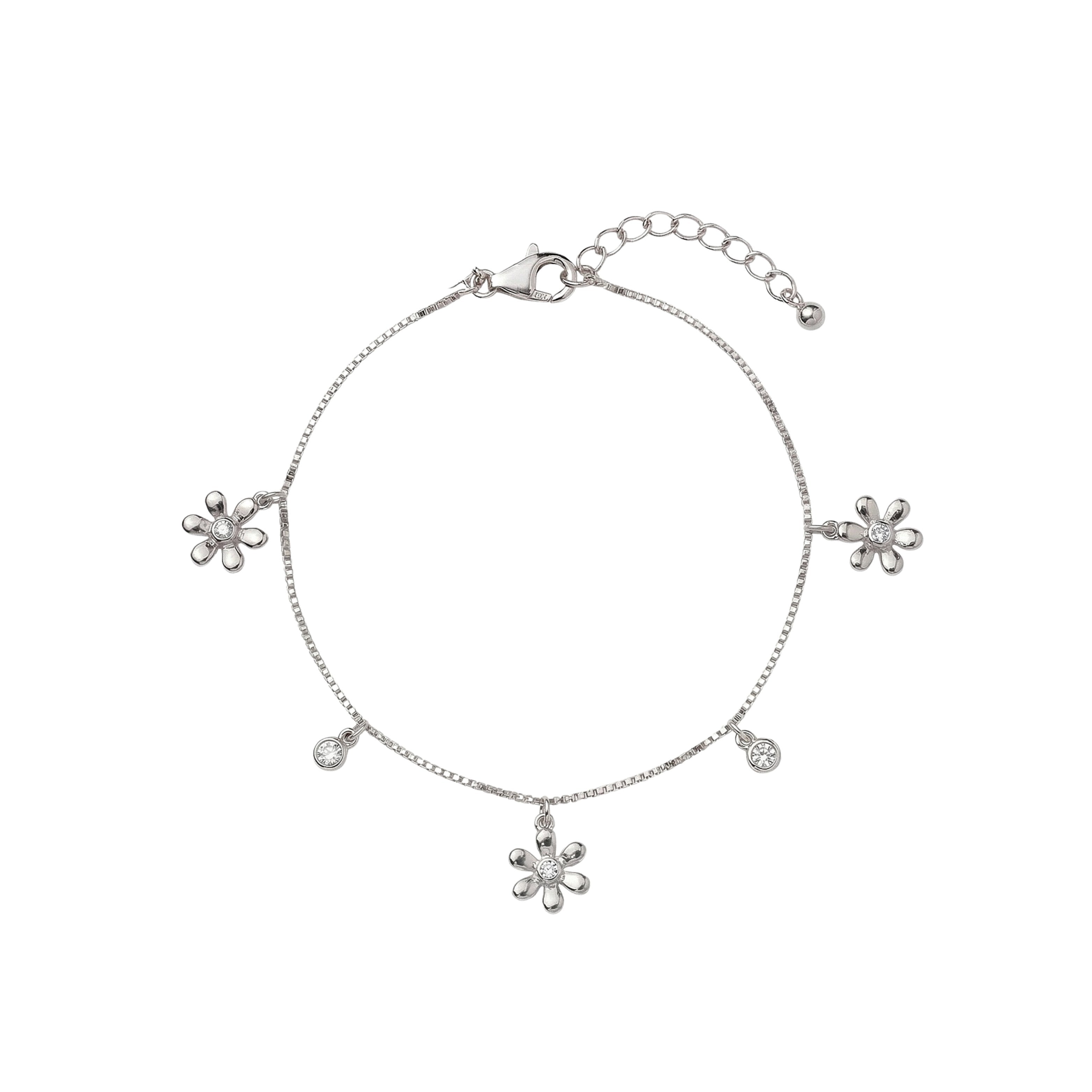 Silver Cute Dangler flower Chain Bracelet for her