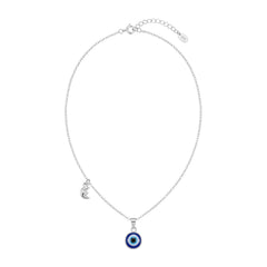 Silver Charm Evil Eye Pendant with Moon