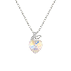 Silver Butterfly Bail Heart Crystal Pendant