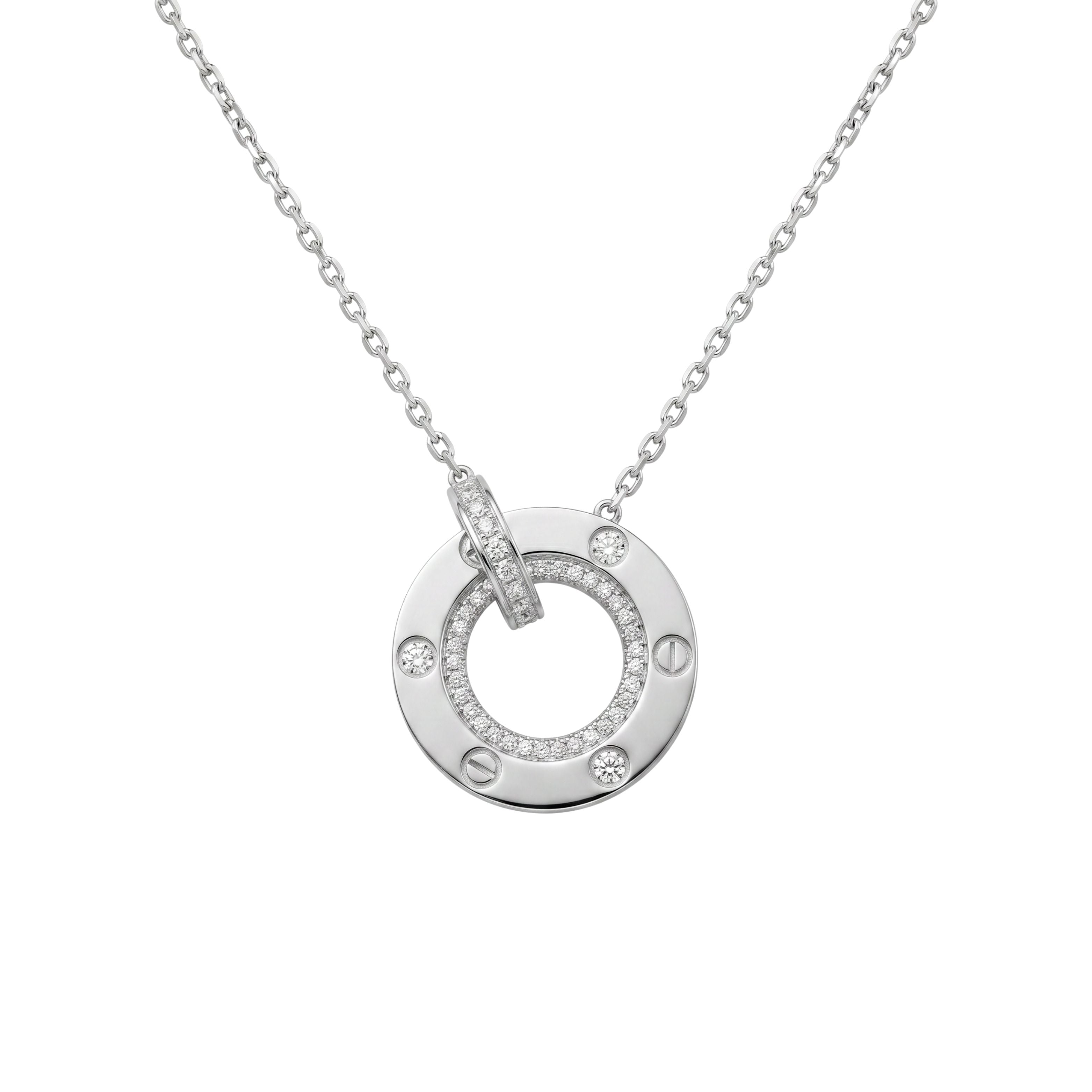 Silver Screw Detail Circle Pendant