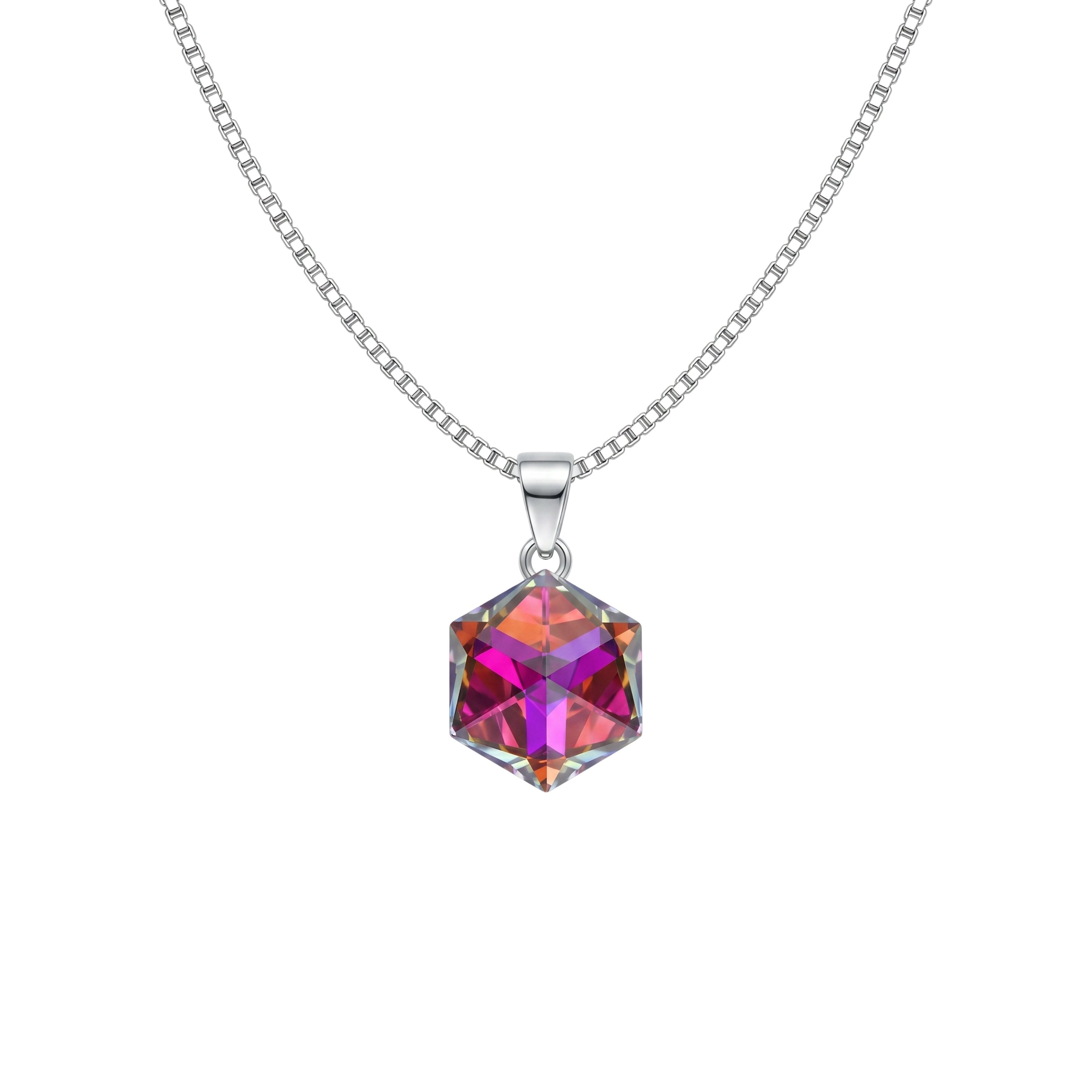 Silver Dichroic Cube Crystal Pendant