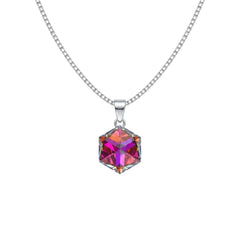 Silver Dichroic Cube Crystal Pendant