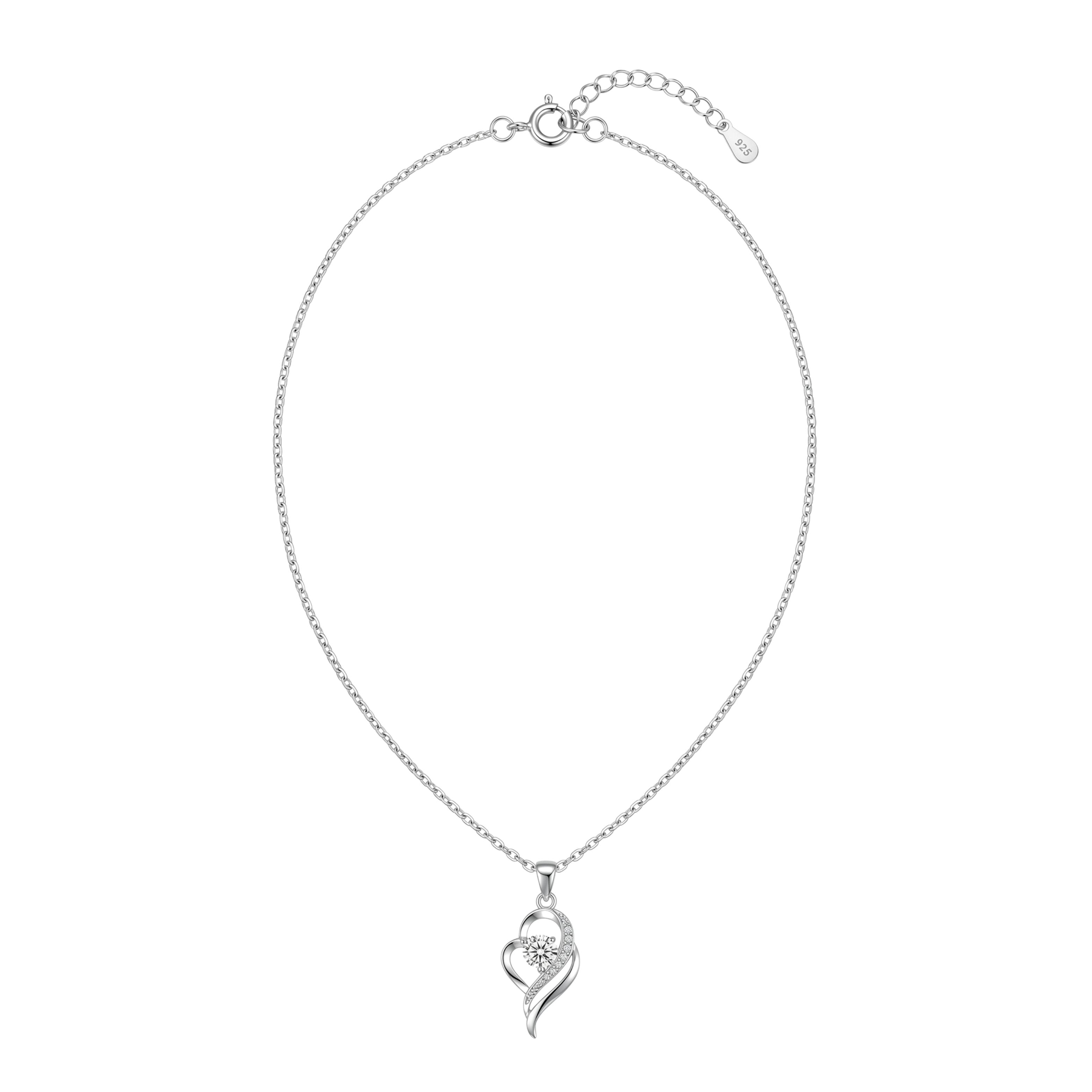 Silver Swirling heart Pendant necklace for her